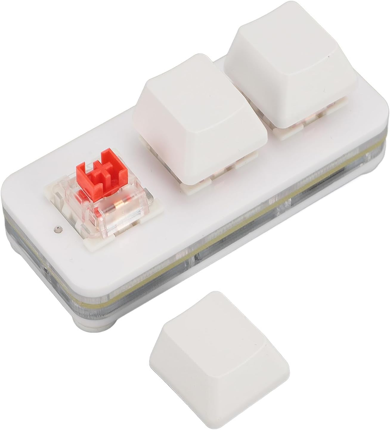 3 Key Mini USB Programmable Macro Keyboard, Sayo Device Mechanical Keypad with RGB Backlight & Red Switch, Type C Wired for Office Work & Gaming (White)