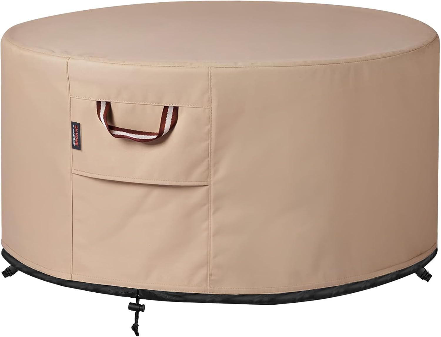 Fire Pit Cover Round-45-48 Inch Heavy Duty 900D Strong Tear-Resistant and UV Resistant and Waterproof and Fading Resistant Material Polyester Firepit Covers round for Outdoor Fire Pit-Wheat