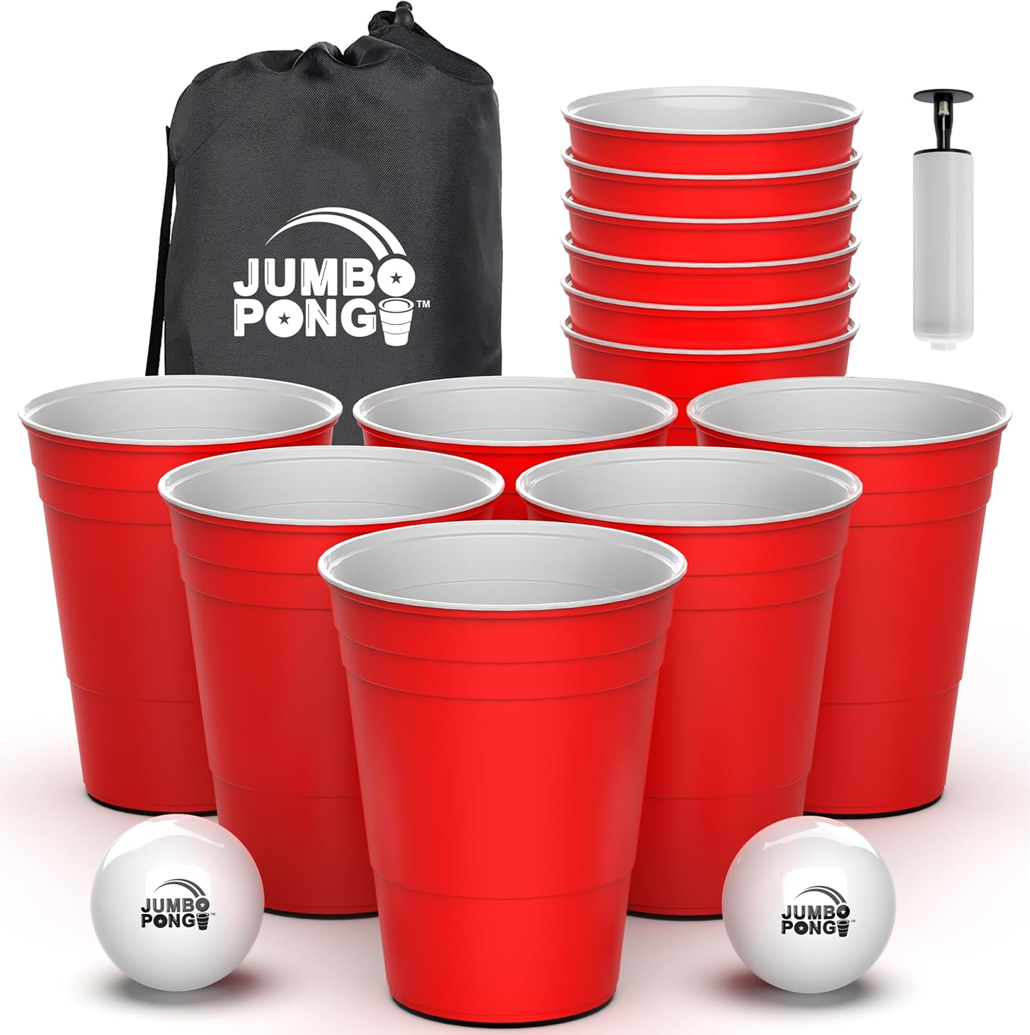 Giant Yard Pong Game for Outdoor Lawn, Beach, Camping, Tailgating or Backyard - Durable Giant Cups with Indoor/Outdoor Ball and Pump Included, 6 Years and Older