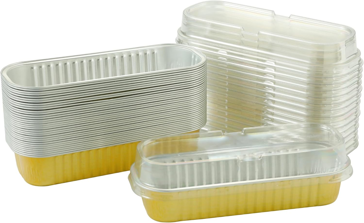 Aluminum Mini Loaf Pans With Lids, Rectangular Baking Cups For Cupcakes, Muffins, And Cheesecakes Lightweight For Daily Use From Homepro9, $27.46