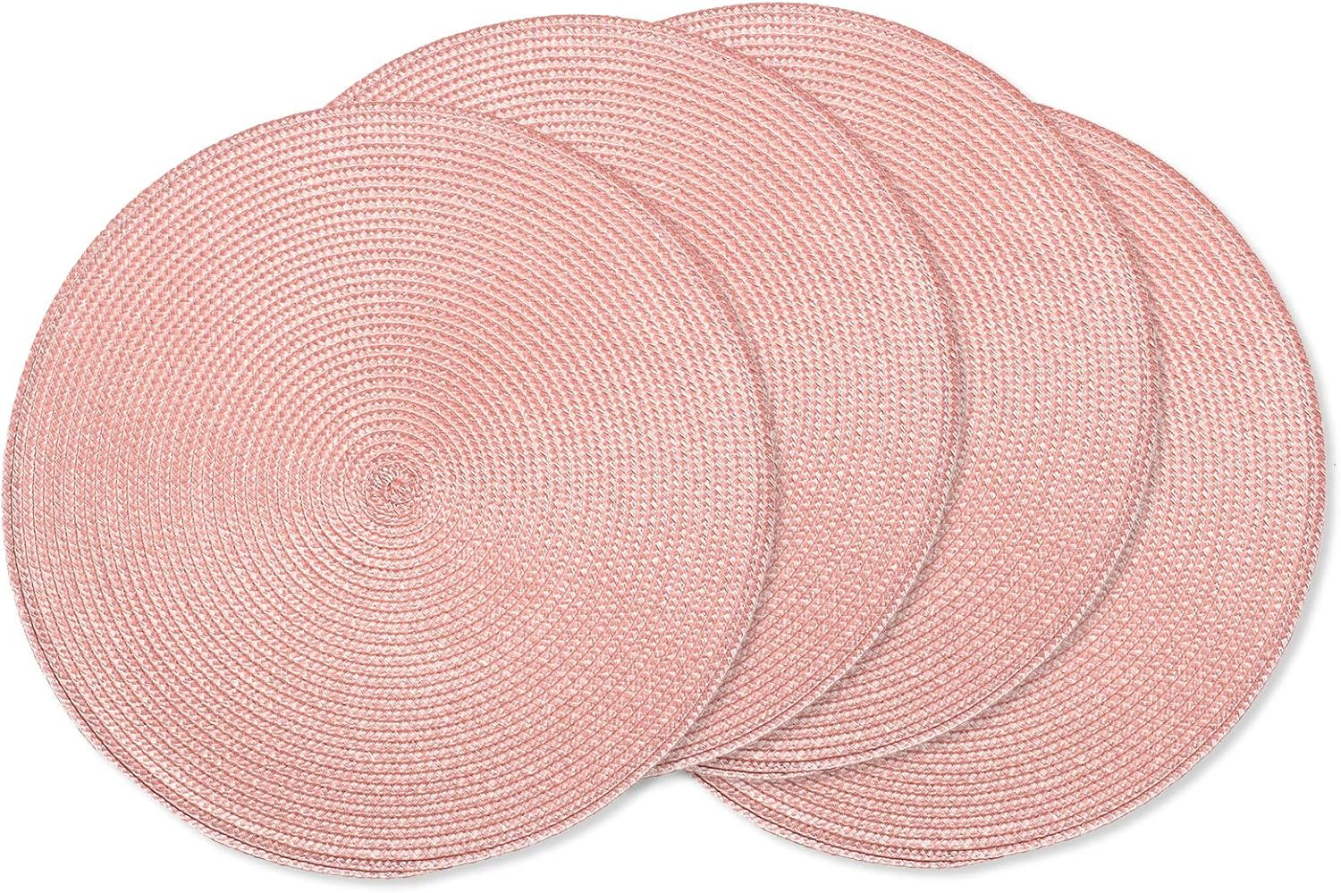 Round Braided Placemats 15 Inch Round Table Mats for Dining Tables Natural Woven Heat Resistant Place mats Set of 4 (Pink,4)