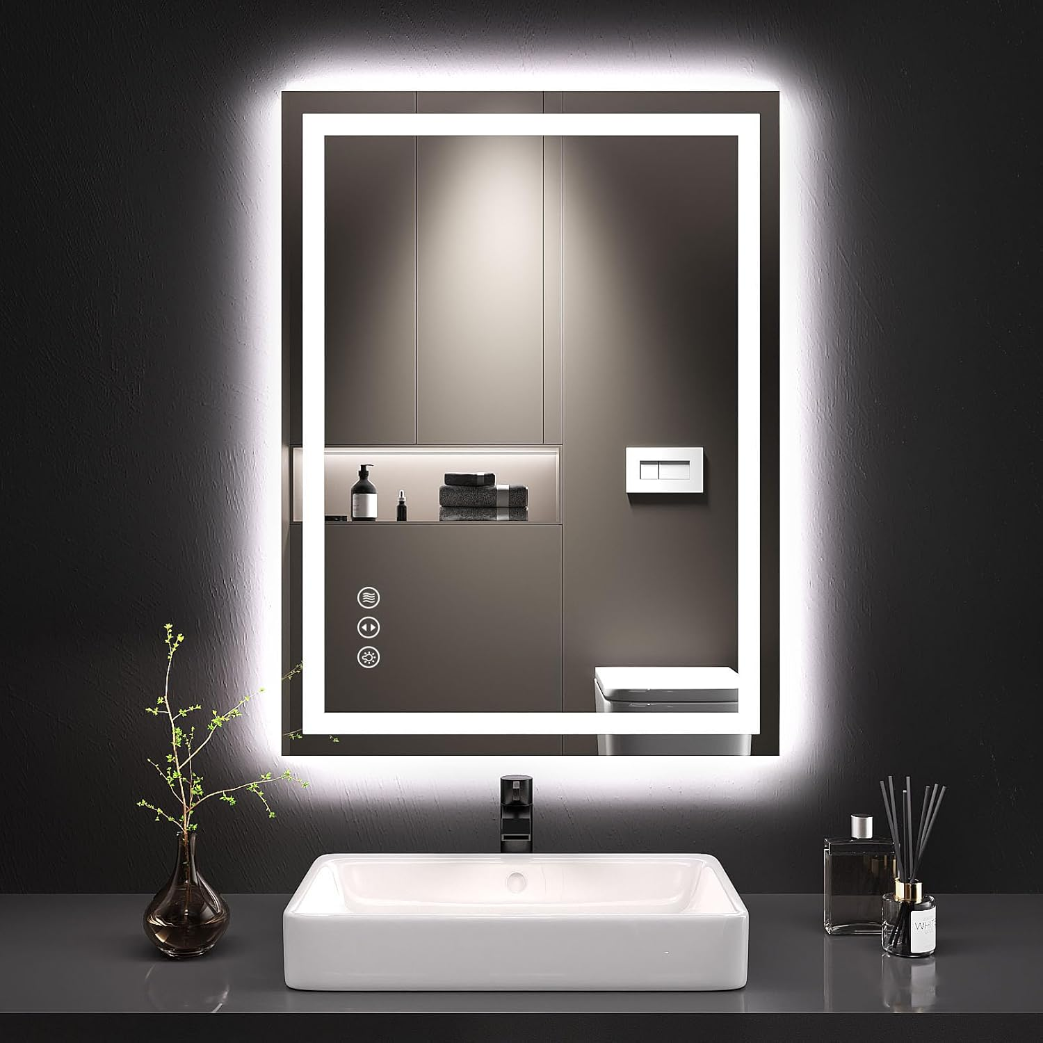 24X32 LED Bathroom Mirror with Lights, Anti-Fog, Dimmable, Backlit + Front Lit, Lighted Bathroom Vanity Mirror for Wall, Memory Function, Tempered Glass, Shatter-Proof, ETL Listed