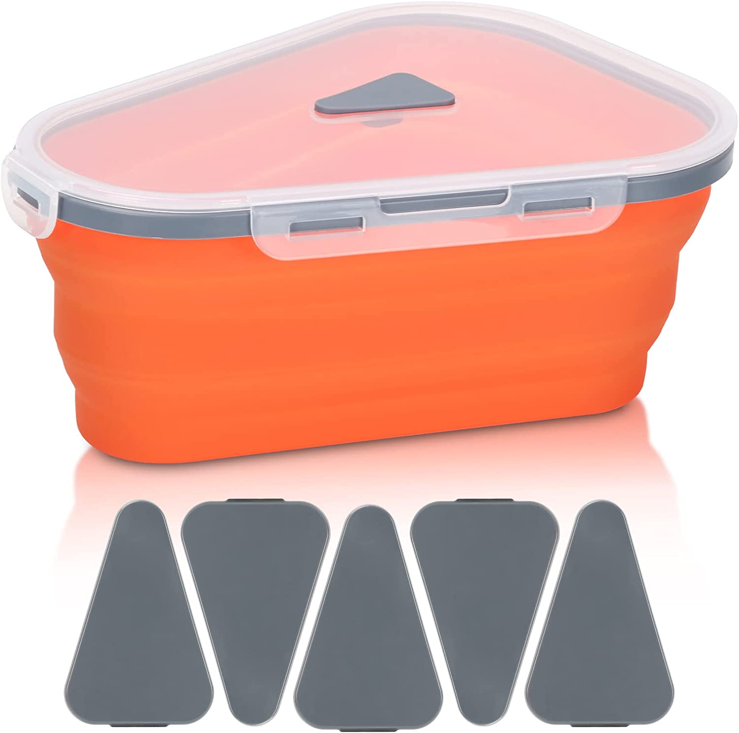 UNAOIWN Pizza Storage Container with 5 Serving Trays, Reusable Expandable Sil... - Picture 2 of 10