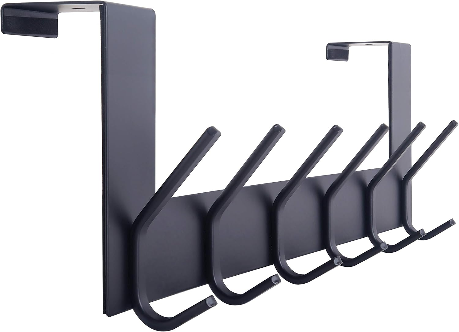 over the Door Hooks Door Hanger,Over the Door Towel Rack with 6 Hooks for Hanging,Door Coat Towel Hanger Door Coat Rack,Black