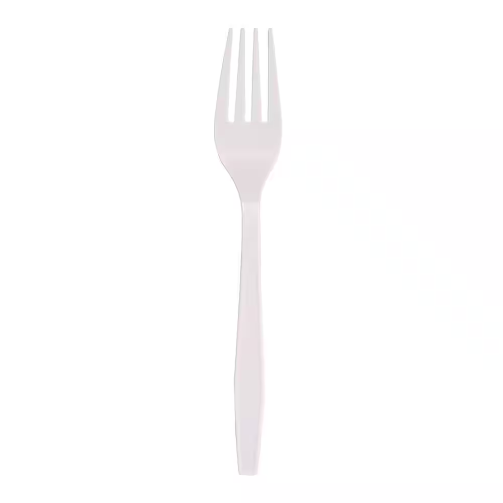 White Heavyweight Disposable Polypropylene Forks (1000-Carton)