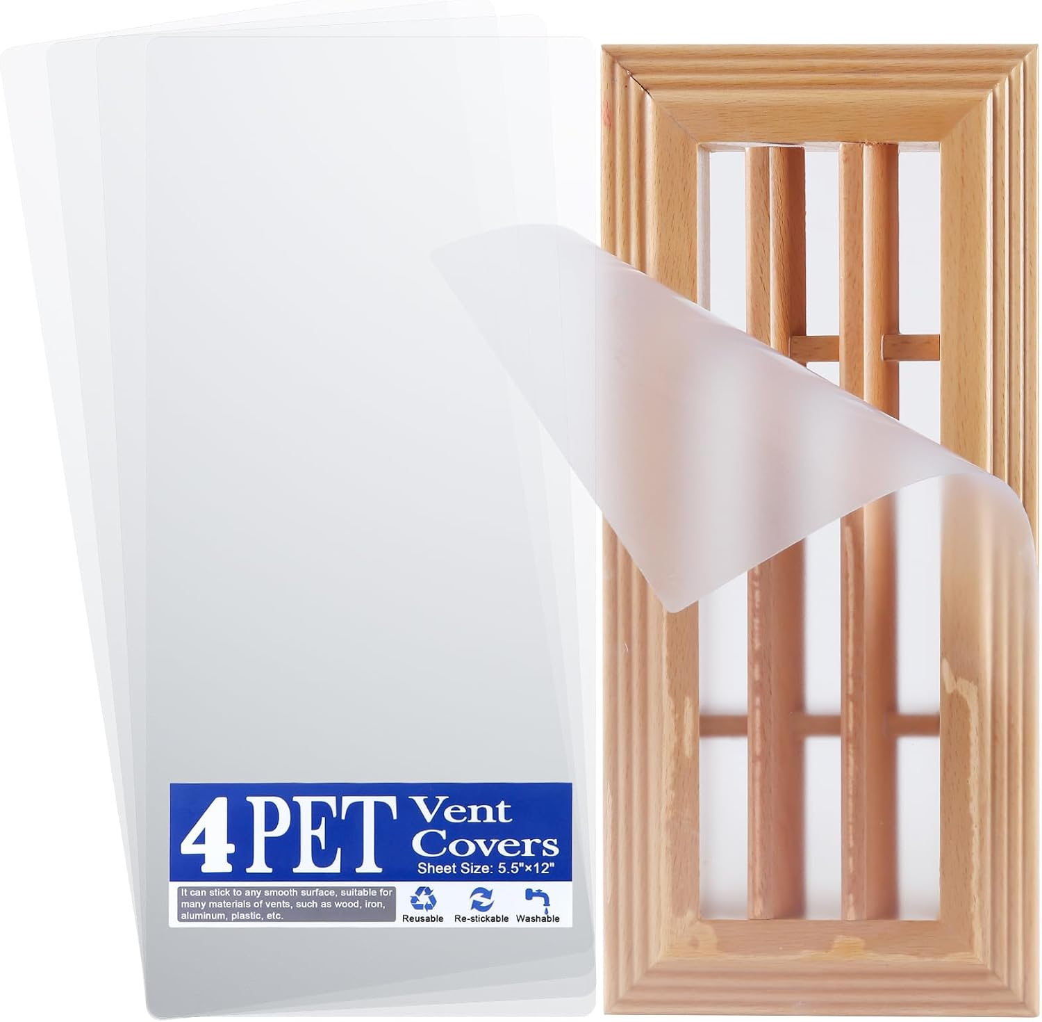 4 Pack PET Vent Covers with Nano Adhesive, 5.5