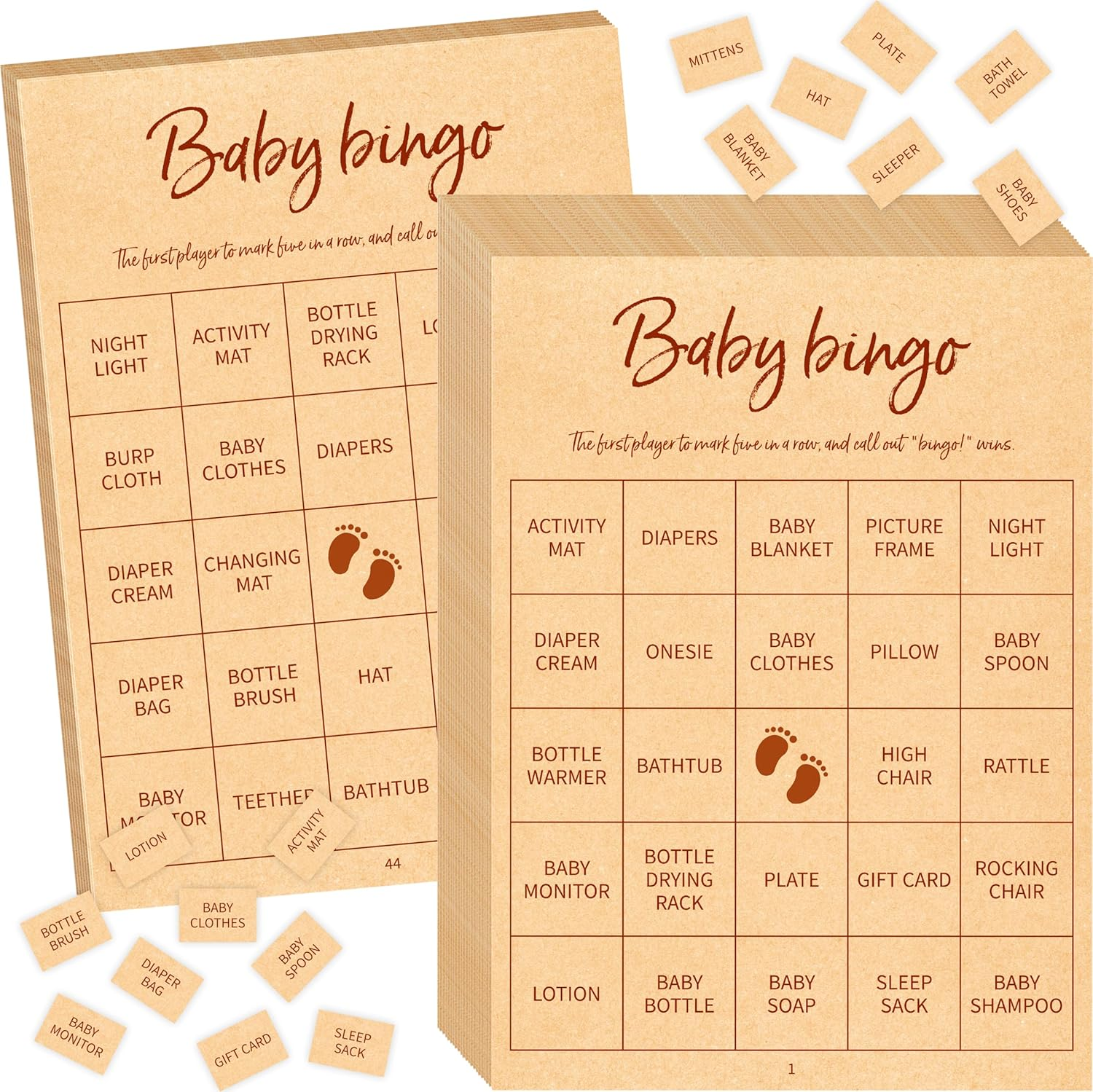 Baby Shower Bingo Game, 50 Bingo Cards Perforated Calling Cards Bingo Games for Baby Shower, Bridal Wedding Shower