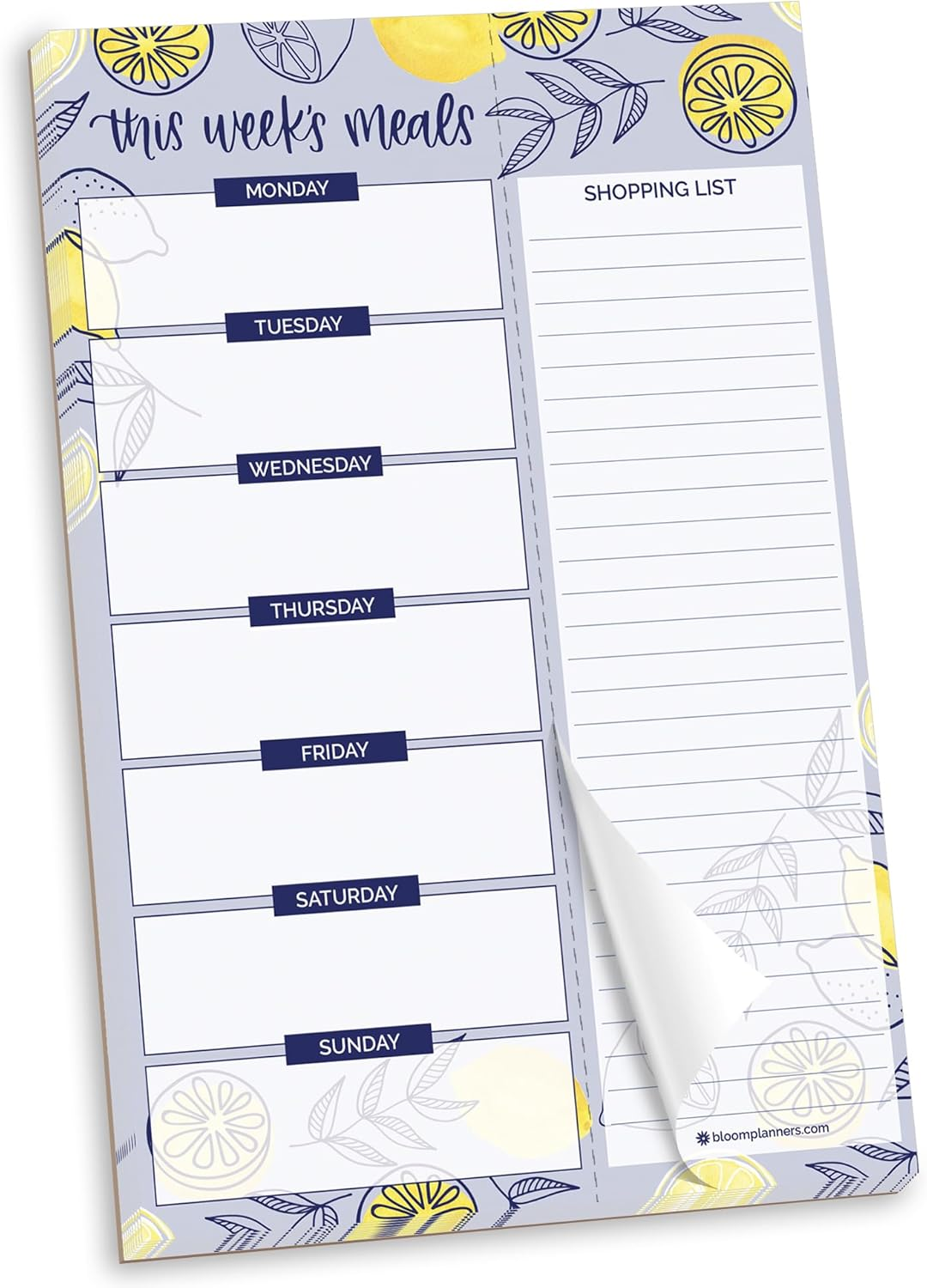 Weekly Magnetic Meal Planning Pad for Fridge with Tear-Off Grocery Shopping List - Hanging Food/Menu Organizer Notepad with Magnets - 6” X 9