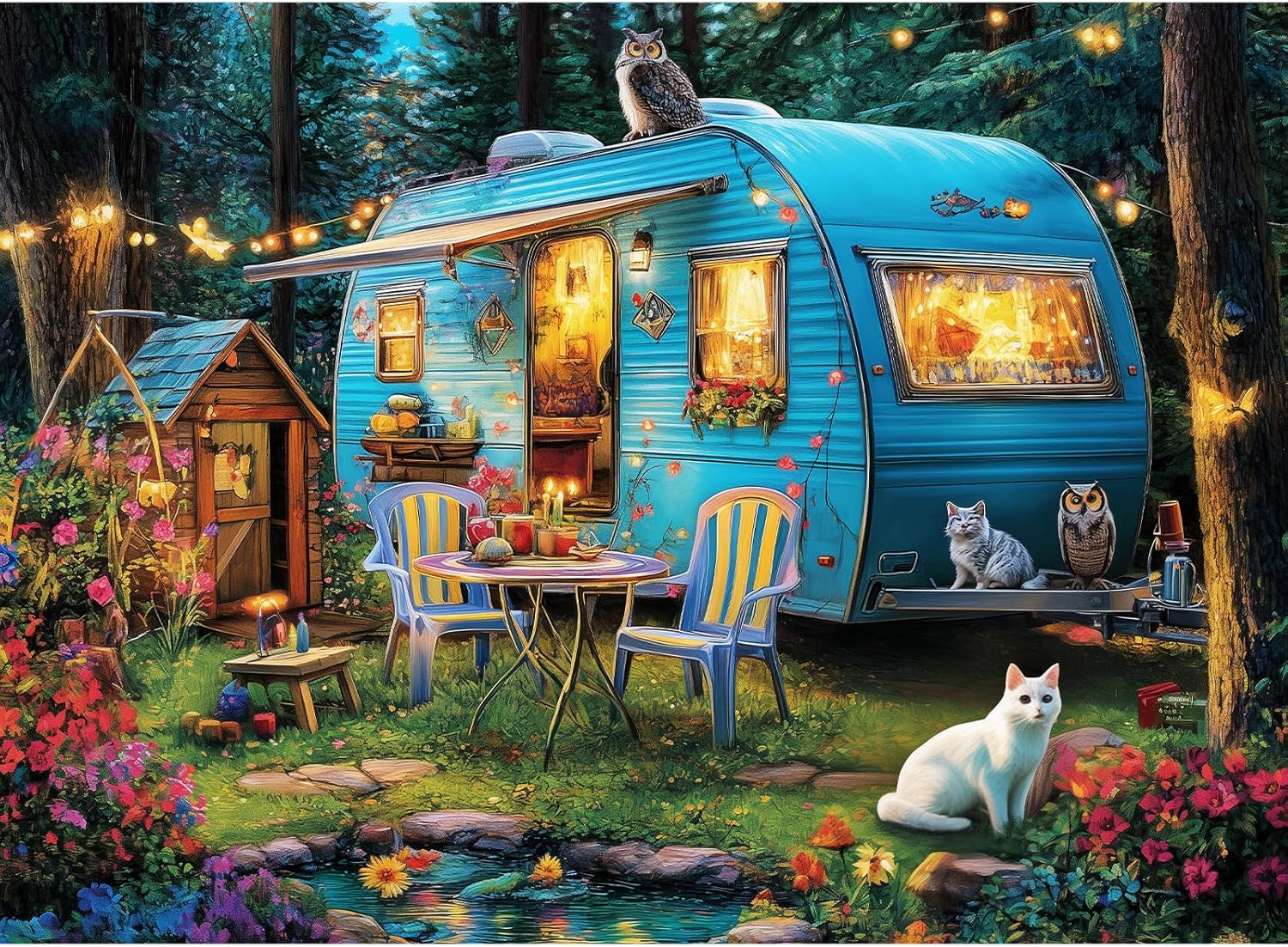 300 Pieces Puzzles for Adults | Camper Cat Jigsaw Puzzles | Large 300 Piece Puzz