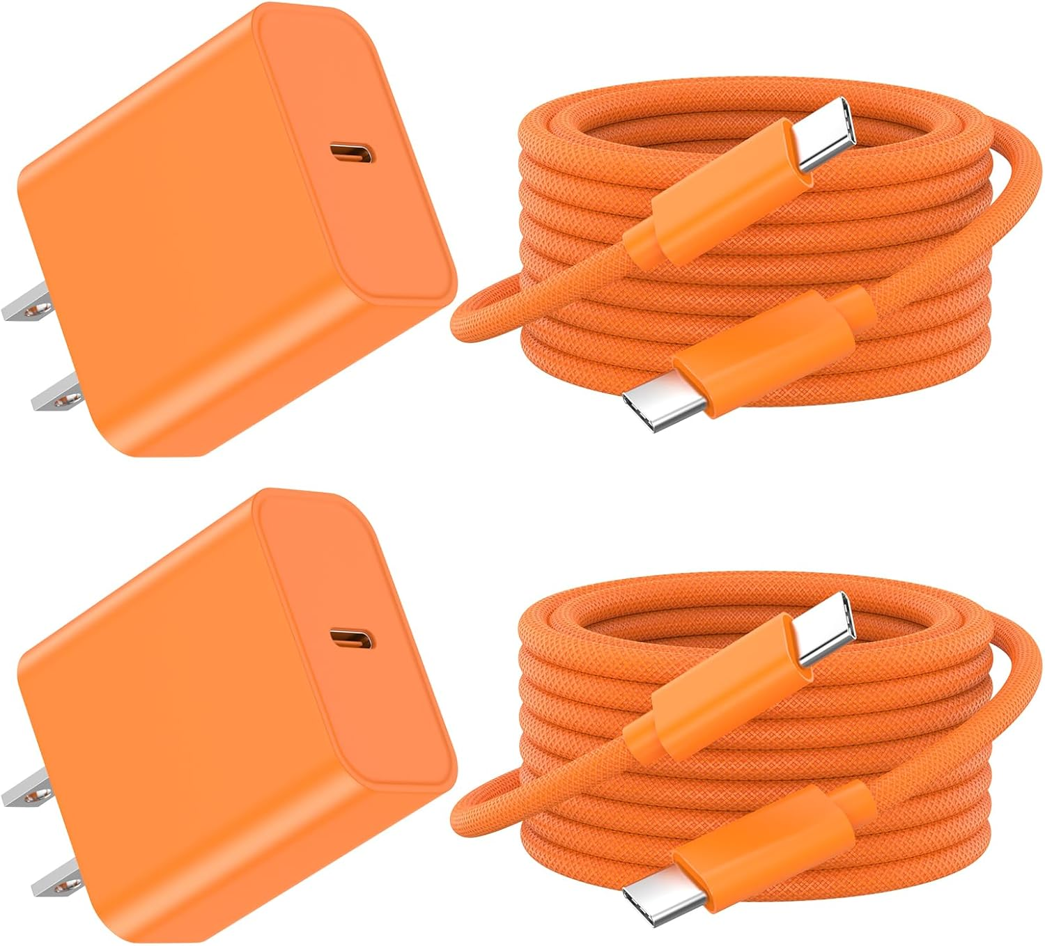Iphone 17 16 15 Charger Fast Charging, 2 Pack 20W USB C Wall Charger with 6FT Type C Charger Fast Charging Woven Cable for Iphone 17/17 Pro/17 Pro Max/Air/16/16 Pro/16 15 Pro Max, Orange