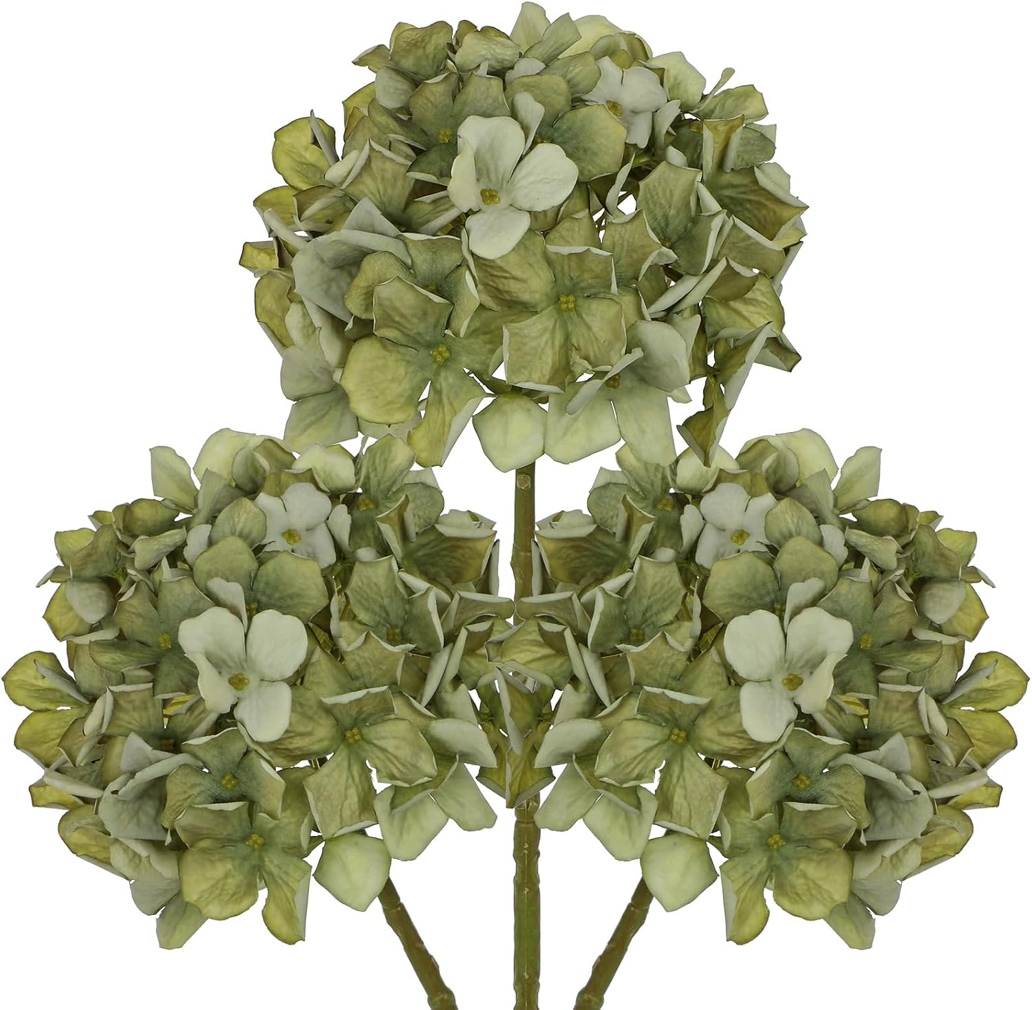 Dark Green Hydrangea Artificial Flowers Dried Silk Hydrangea Flowers Stems