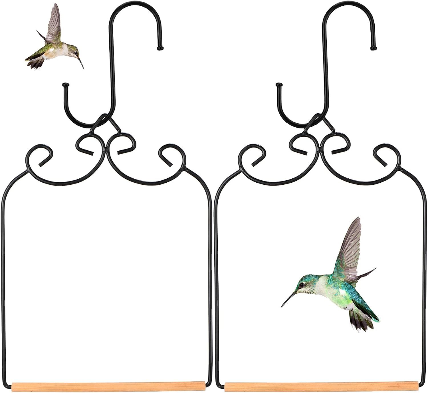 4 Pieces Hummingbird Swing Metal Frame With Wooden Dowel Humming Bird Perch Swin