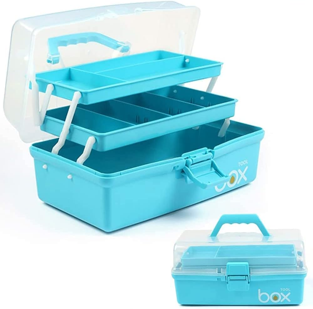 collapsable tackle box 12In 3-Layer Plastic Craft Organizers and Storage, Portable Folding Tackle  Box w