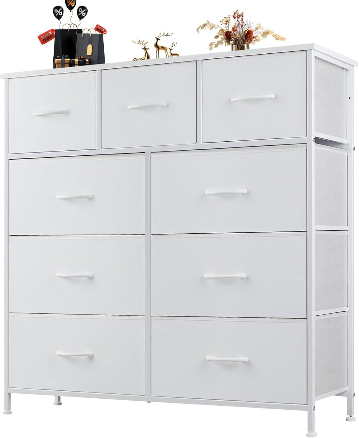 9 Drawer Fabric Dresser Tall Chest Storage Organizer Tower with Cabinet Metal Fr | eBay 9 Drawer Fabric Dresser Tall Chest Storage Organizer Tower with Cabinet Metal Fr | eBay