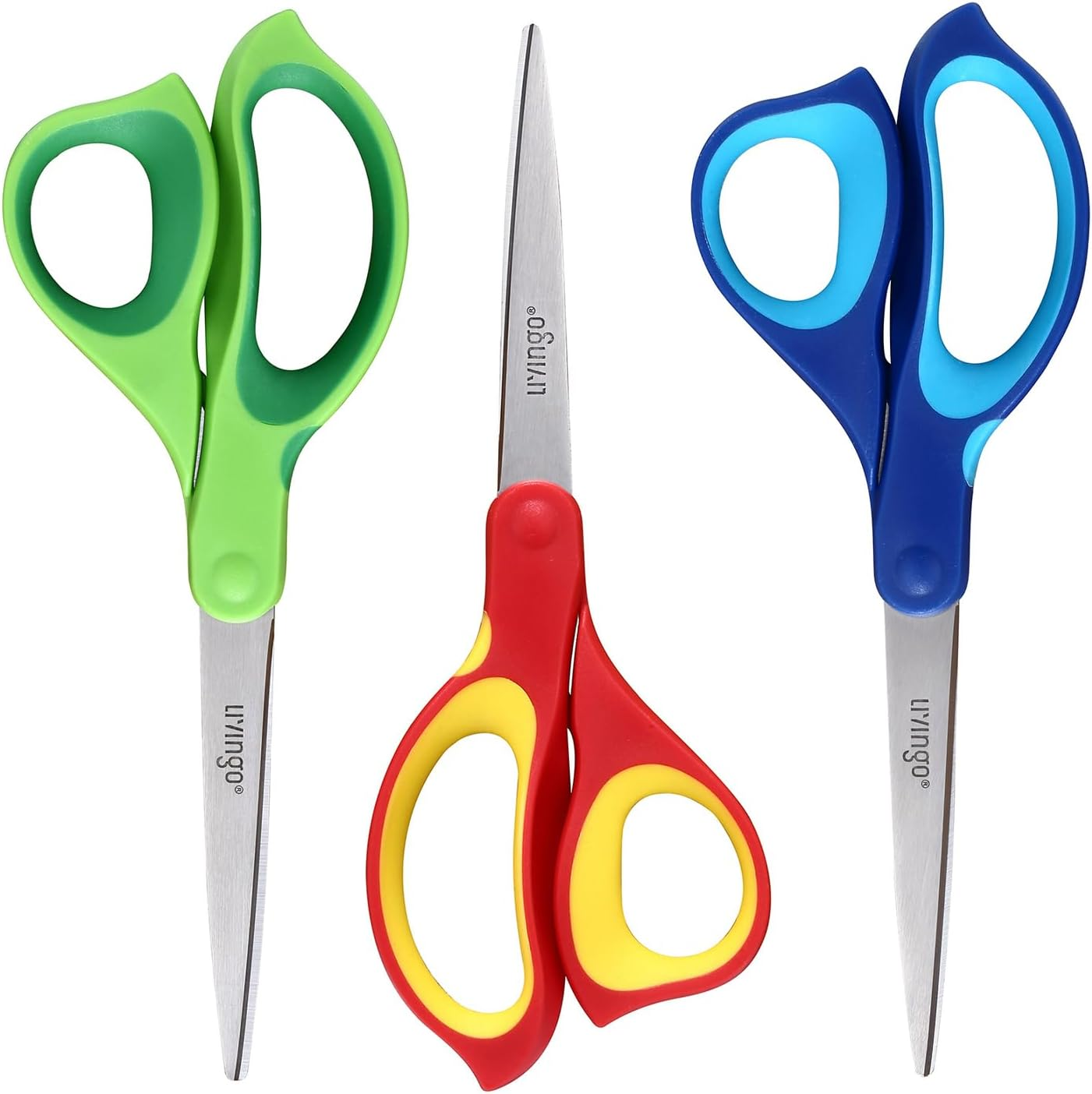 LIVINGO Left Handed Scissors All Purpose - 3 Pack 8.5 Inches Stainless Steel Sharp Adult Scissors for School Office Home Crafting Sewing Cutting Fabric Paper