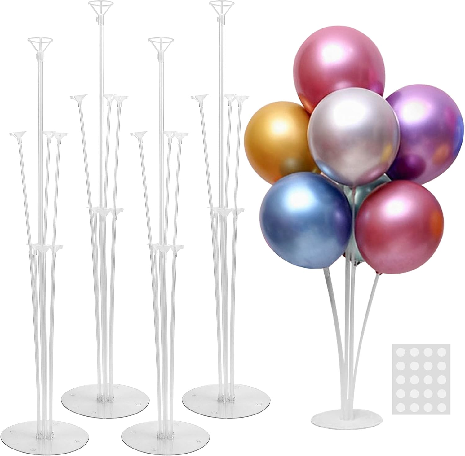 4 Sets Balloon Stand Kit for Table, Balloon Sticks with Base Birthday Graduation Party Decorations Wedding