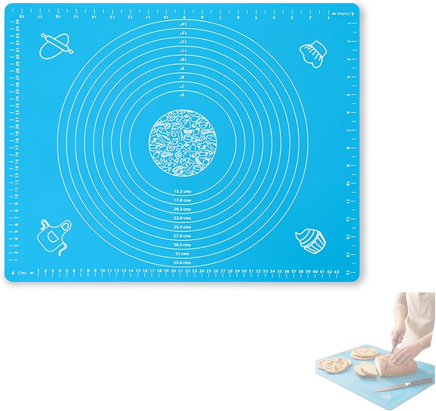 Silicone Baking Mat, Premium Thick & Extra Large Non-Stick Baking Mat for Dough Rolling, Pastry Making & Kitchen Baking, Anti-Slip Design,For Dishwasher Safe