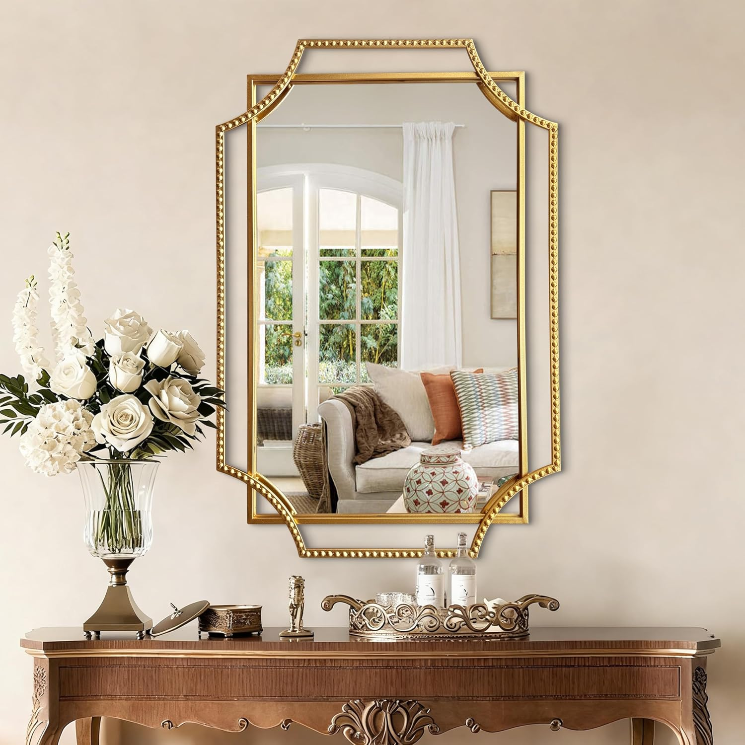 Gold Bathroom Mirror with Metal Frame 24