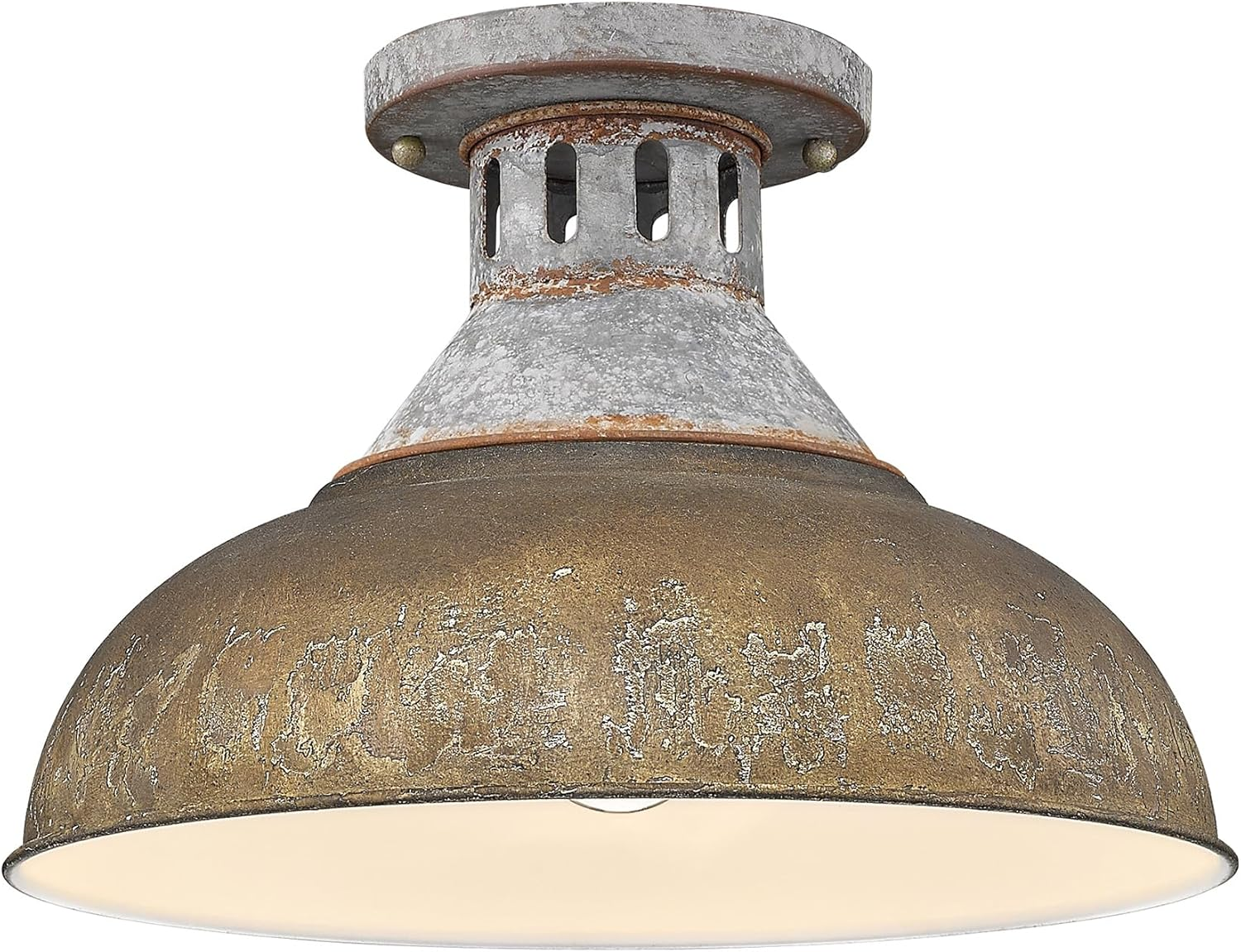 Kinsley Semi-Flush Mount Ceiling Light in Aged Galvanized Steel with Rust Shade