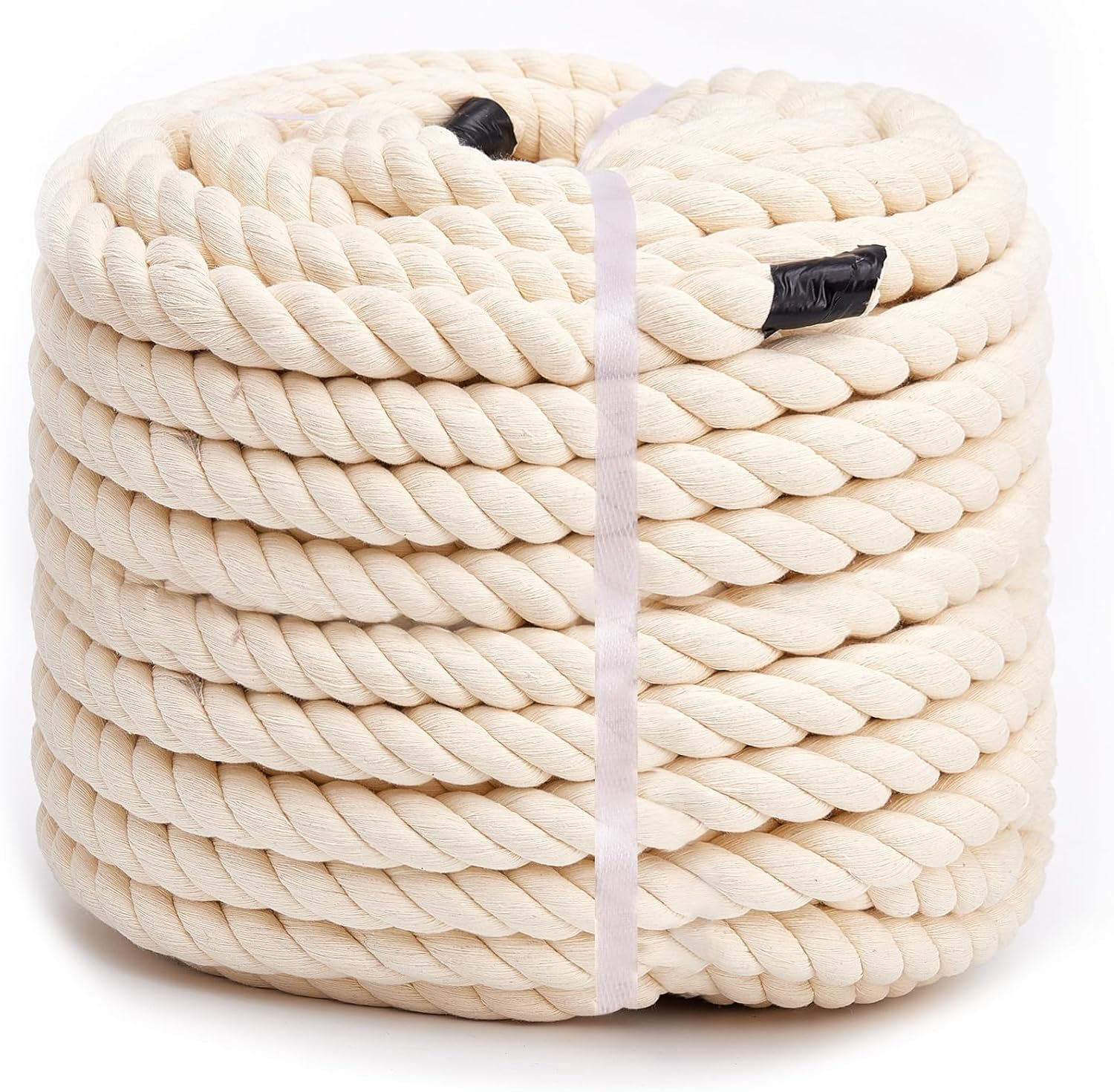 Natural Cotton Rope (3/4Inches X 100Ft), 3-Strand Twisted Cotton Rope, Natural Thick White Rope, Soft Rope Cord Craft Rope for DIY Crafts Decoration Pet Toys, Indoor & Outdoor Use