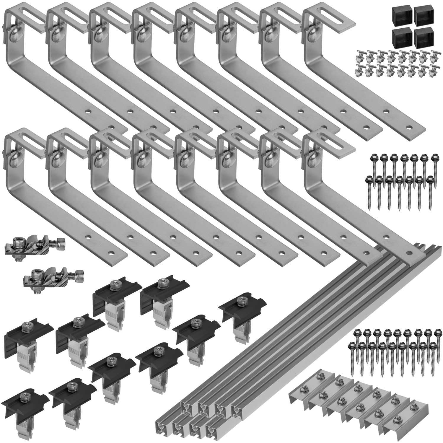 Avoltik Solar Halterung Bitumen-Dach I Set Für 4 PV Module 30-45Mm I Solarmodul Halterung Für Bitumendächer I Pv-Modul Halterung Inkl Montageset I Solarmodulbefestigungsset I Pv-Zubehör