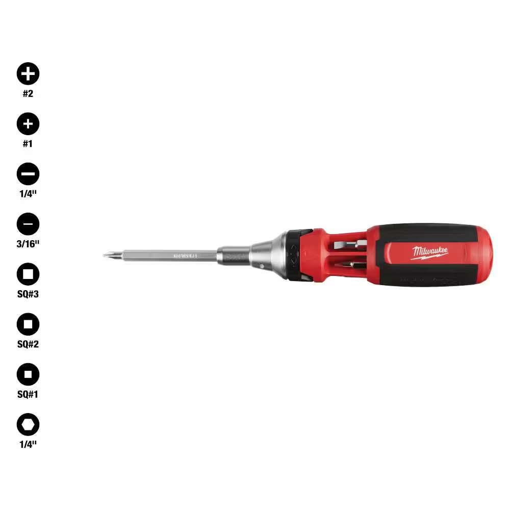 9-In-1 Square Drive Ratcheting Multi-Bit Screwdriver