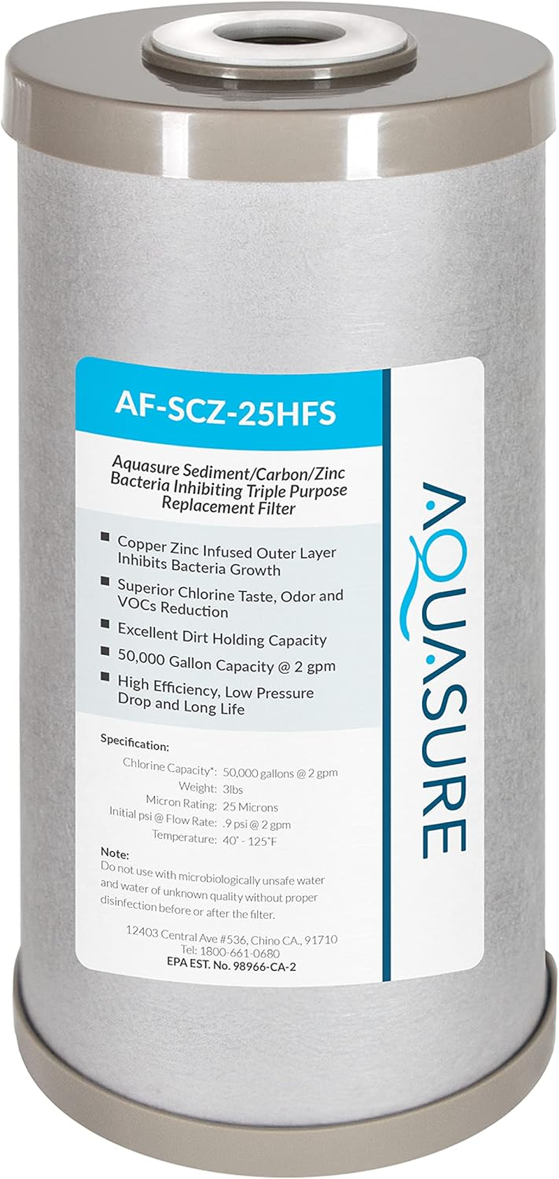 Fortitude V2 Series Sediment/Carbon/Zinc Bacteria Inhibiting Triple Purpose Replacement Filter - Standard (Sediment/Carbon/Zinc, Standard)