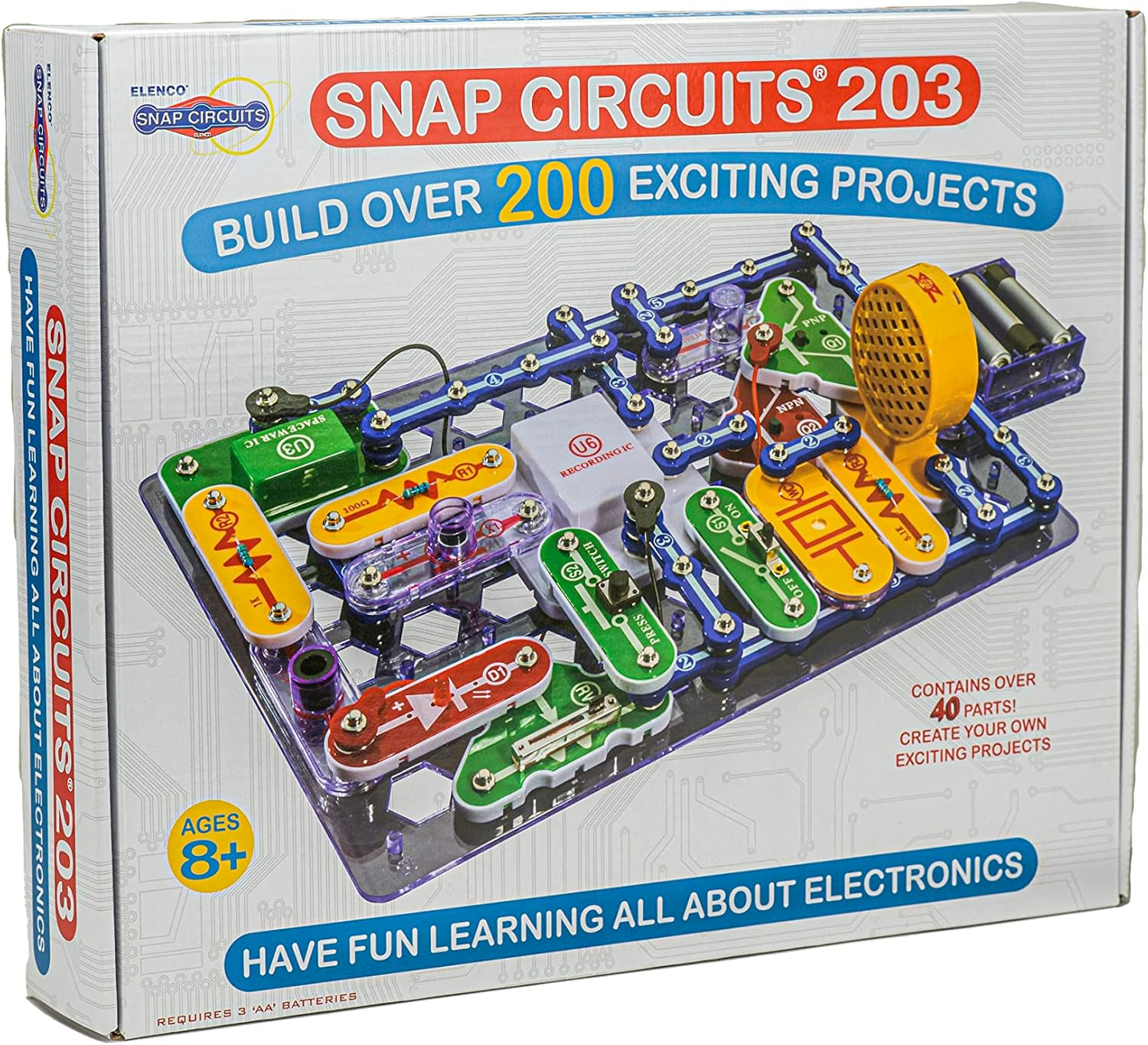 203 Electronics Exploration Kit | over 200 STEM Projects | Full Color Project Manual | 42 Snap Modules | Unlimited Fun
