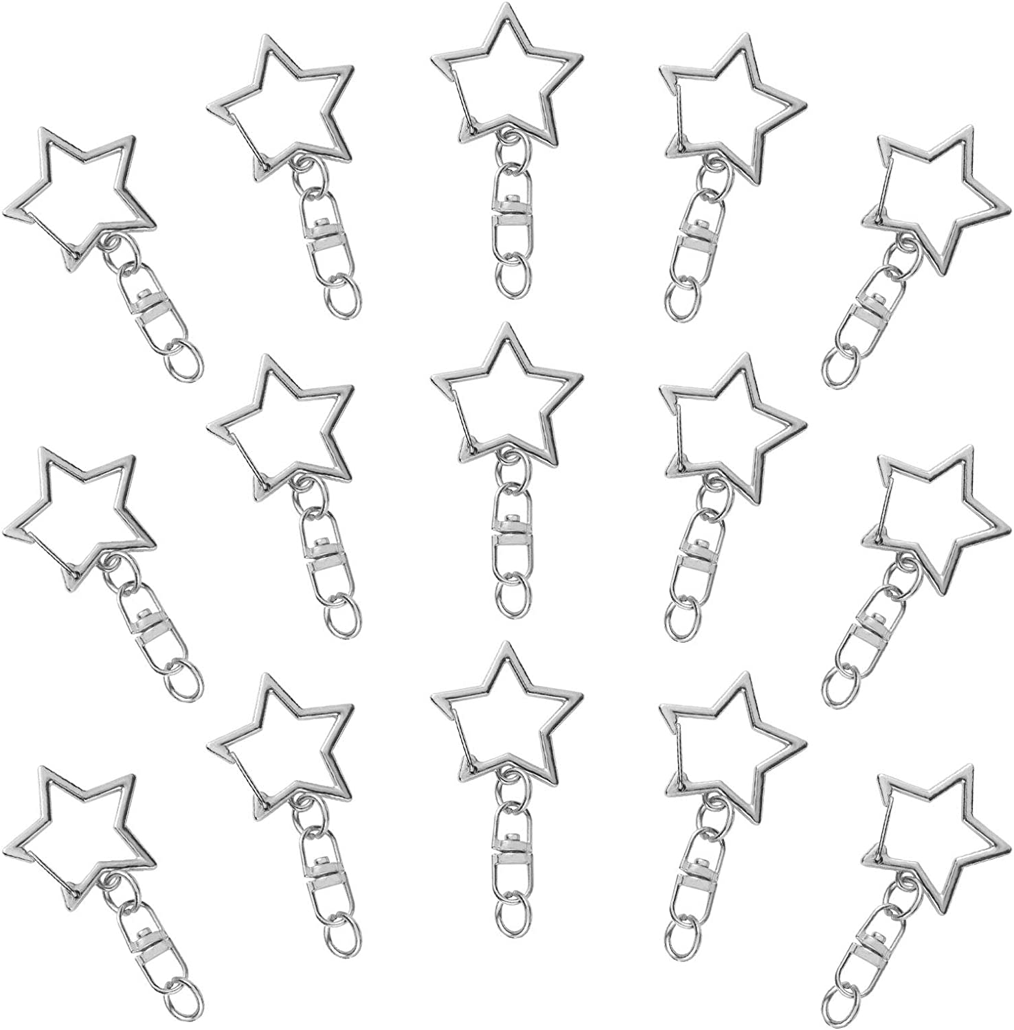 60Pcs Star Shaped Spring Snap Keychain Clip,Metal Swivel Clasp Snap Hook Key Ring with Chain Hanging Buckle with Open Jump Ring Connector for DIY Crafts Key Ring Making,Keychain Accessories