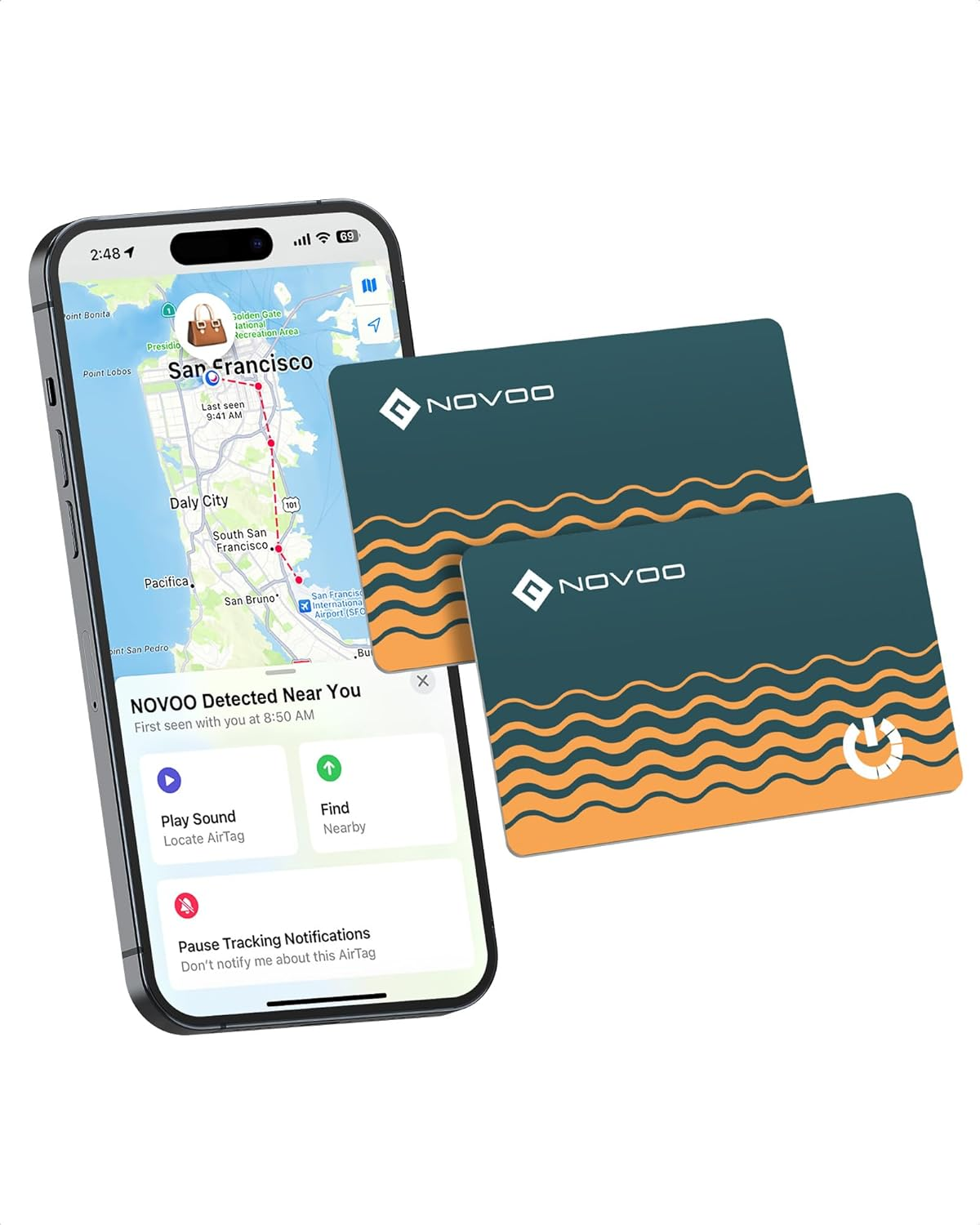 Air Tag Card Wallet Tracker, Smart Card 1,6 Mm Slim, Compatibile Apple Dov'È (Ios Only), Bluetooth GPS, Localizzatore per Portafogli/Valigie/Passaporti, 2 Pack