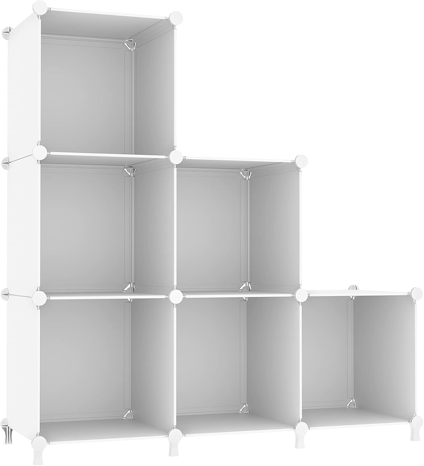 AWTATOS Cube Storage Organizer, Storage Cubes Shelves Bookshelf, 6 Cube Closet Organizers and Storage, DIY Stackable Plastic Clothes Organizer Shelving for Bedroom, Home Office, White