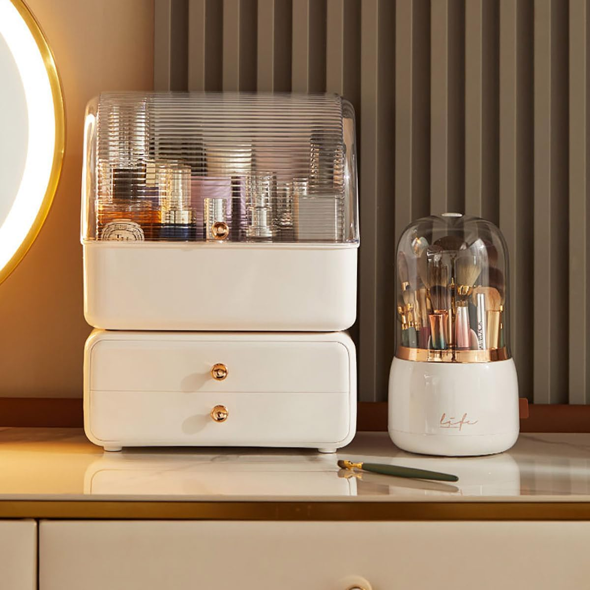 360° Rotating Dustproof Makeup Brush Holder, Luxury Cosmetic Storage Organize... - Picture 9 of 14