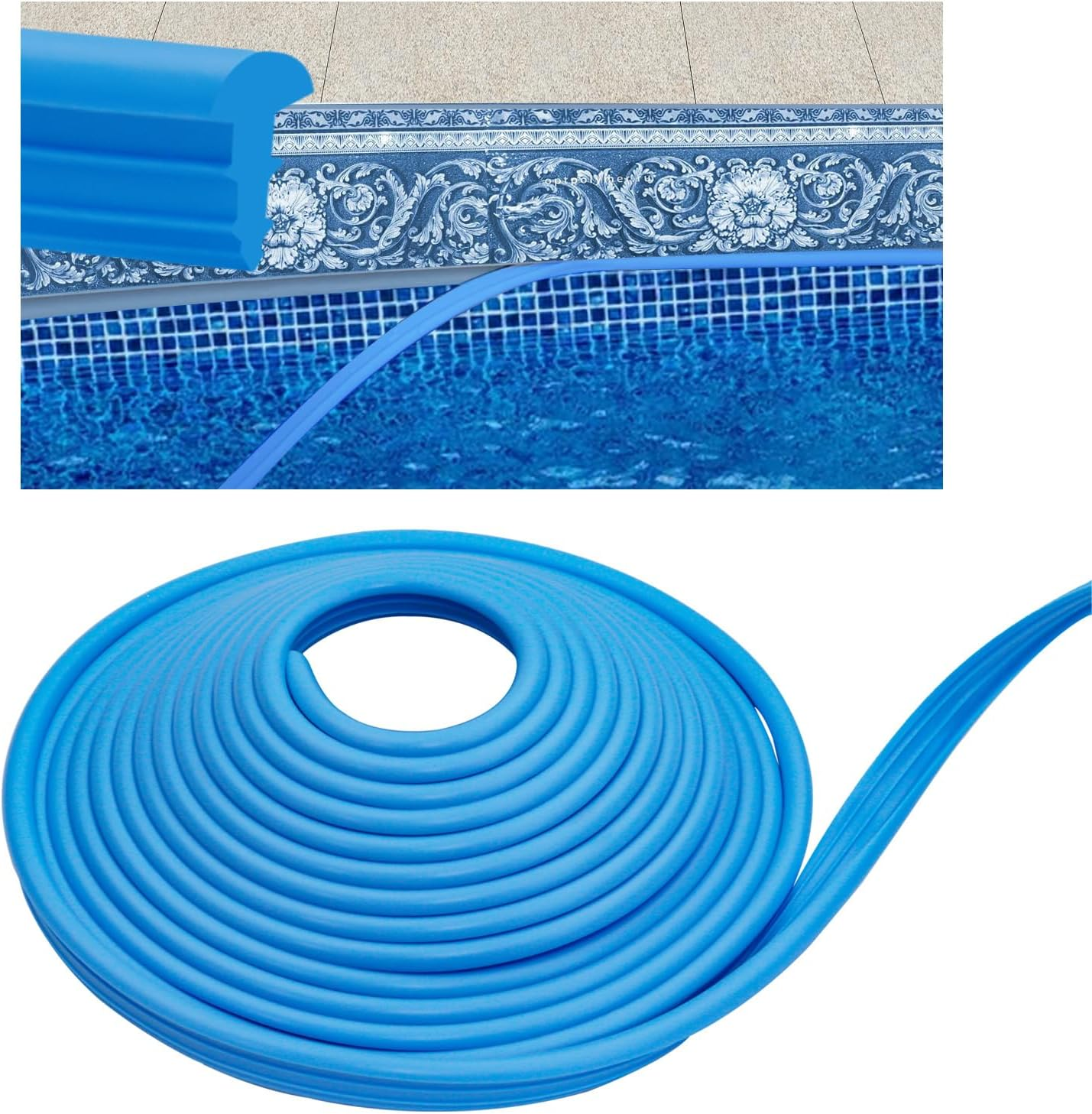 Roll Pool Bead Lock,Pool Liner Lock for Above-Ground & In-Ground Swimming Pool Beaded Liners Lock 120'Ft,Blue