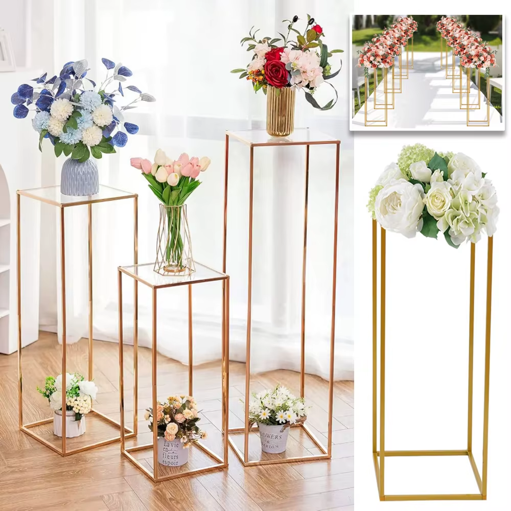 1 Set Metal Golden Rectangular Frame Backdrop Wedding Rack Arch for Birthday Party Backdrop Wedding DLY Decor Height 40/60/80Cm