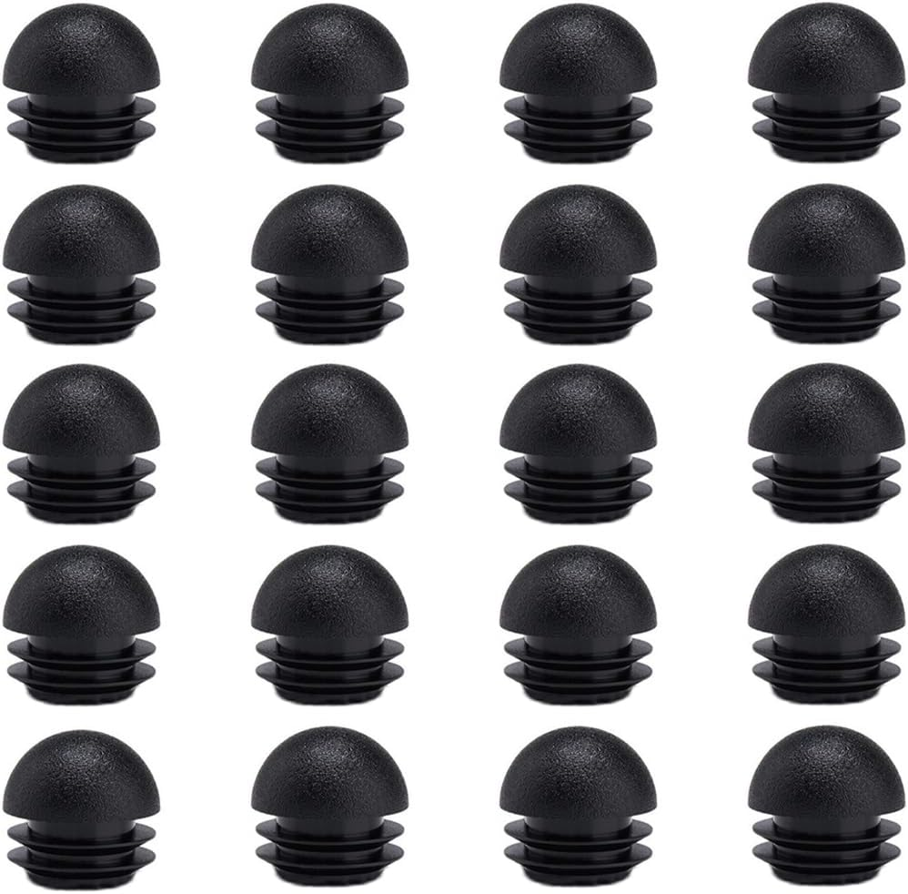 (1-1/4 Inch (32Mm) Plastic End Caps Plugs, 20Pcs Chair Leg Inserts for Metal Legs round Tube Inserts Chair Leg Glide Furniture Protectors, Black