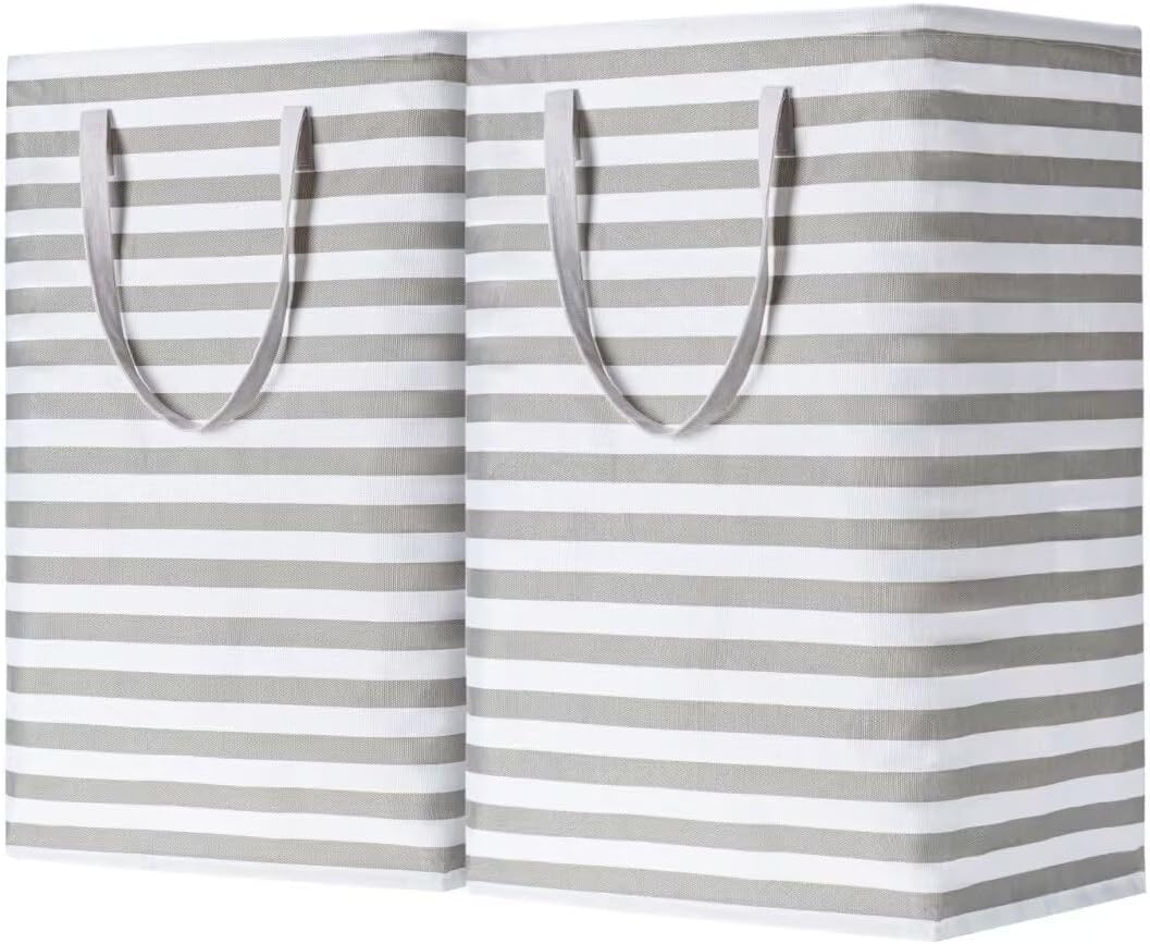 2-Pack Large Laundry Basket,Waterproof Freestanding Laundry Hamper Handles Grey,75L