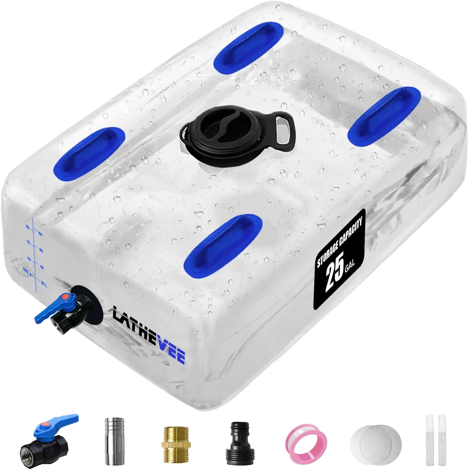 Water Storage Bladder, 25/50/100 Gallon Portable Water Tank, Collapsible Water Storage Containers with Spigot, Large Capacity Water Bag for Emergency Water Storage(25Gal)