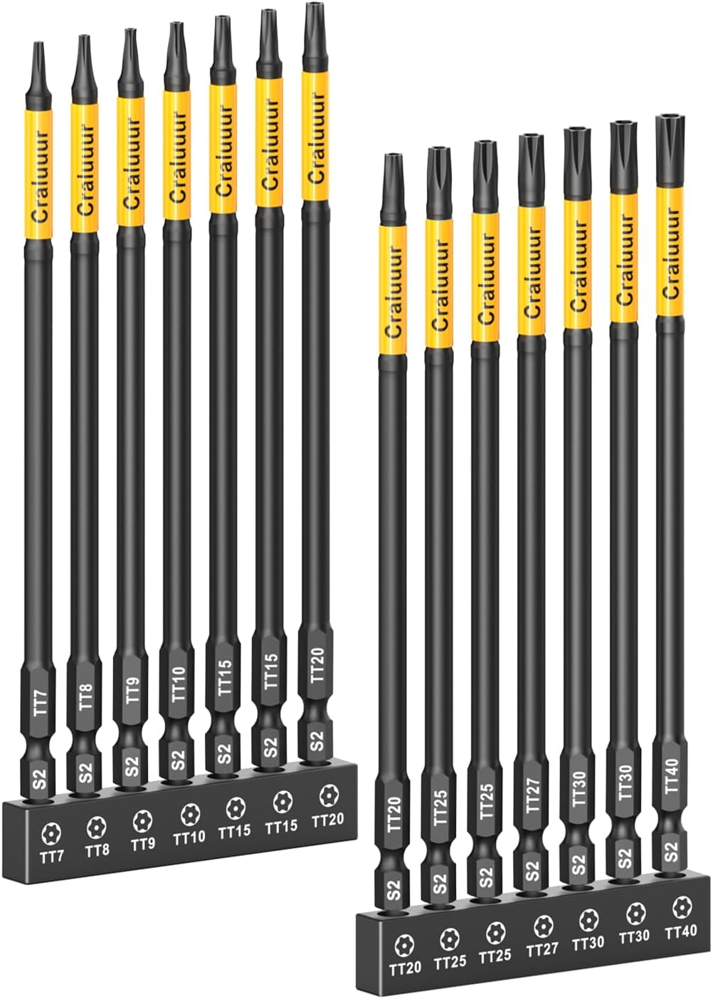 14PCS Impact Long Torx Bit Set 6 Inch T7–T40 Tamper Proof Star Bits Set Magnetic