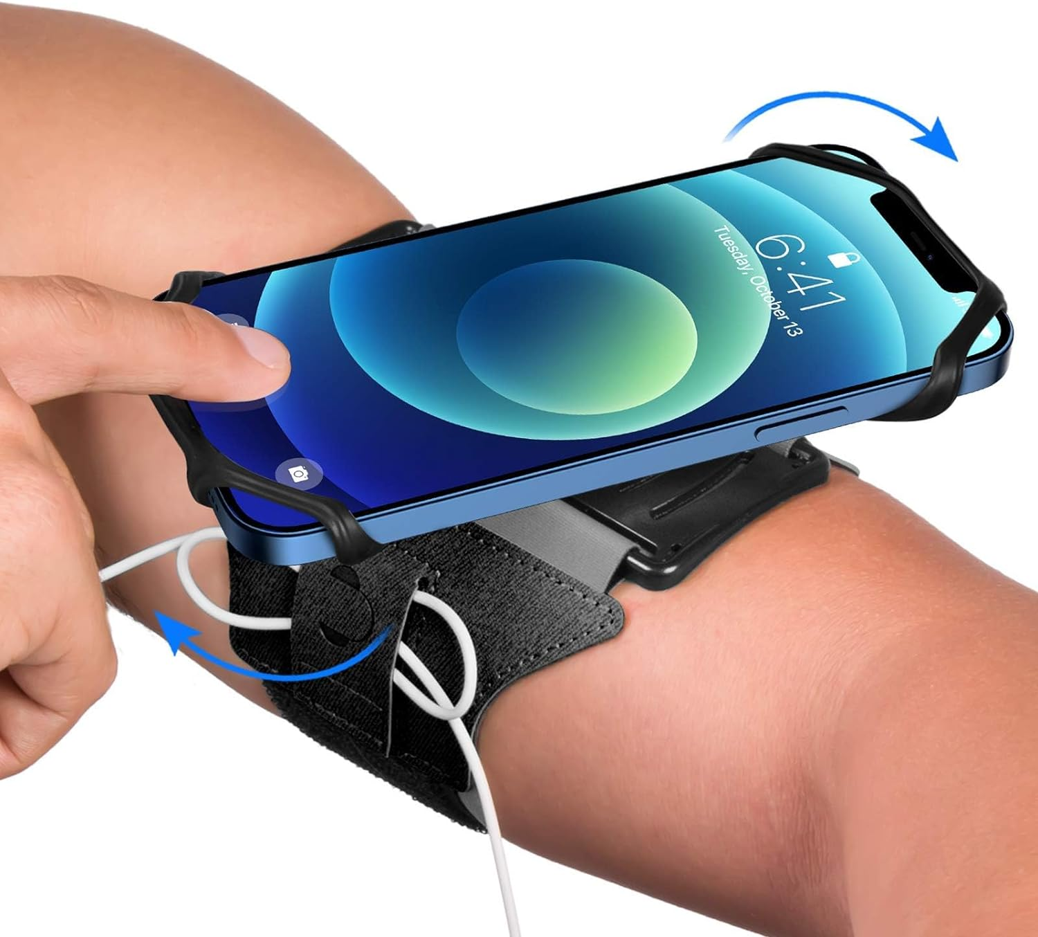 Running Armband 360°Rotatable for Iphone 17/16/15/14/13/Pro Max/Pro/Mini/12/11/Se/Xs/Xr/X/8/7/Plus, Fits All 4-6.7 Inch Smartphones, with Key Holder Phone Armband for Running Hiking Biking (Black)