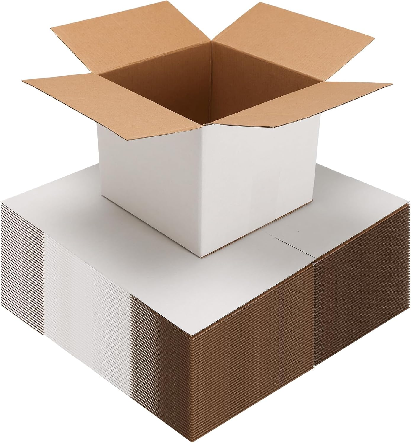 40 Pack 7X7X6 Shipping Boxes for Small Business, White Corrugated Cardboard Small Box for Packaging, Moving, Mailing, and Storing