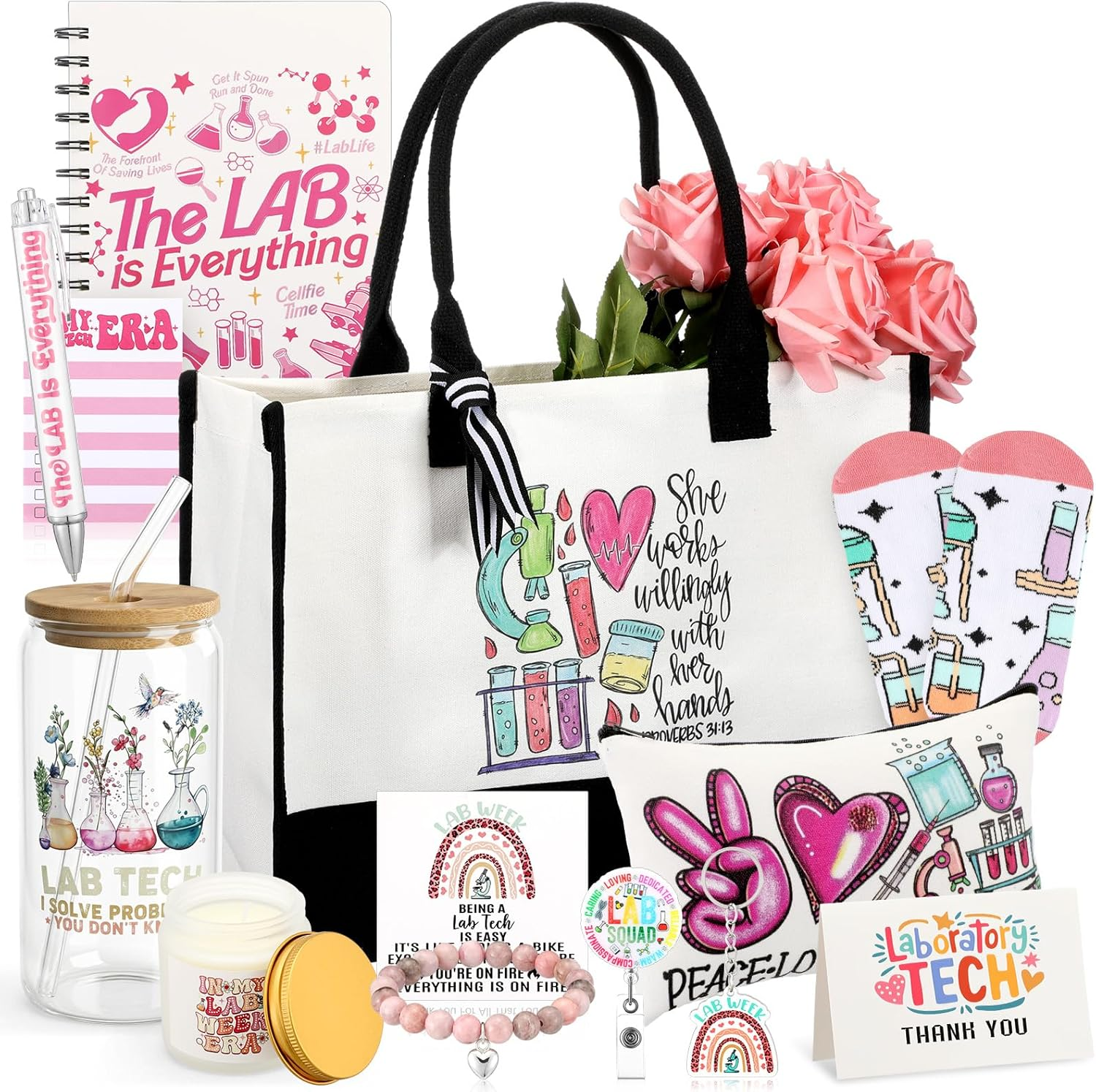 Lab Week Appreciation Gift Set for Women: Tumblers, Bracelets, Candles & More