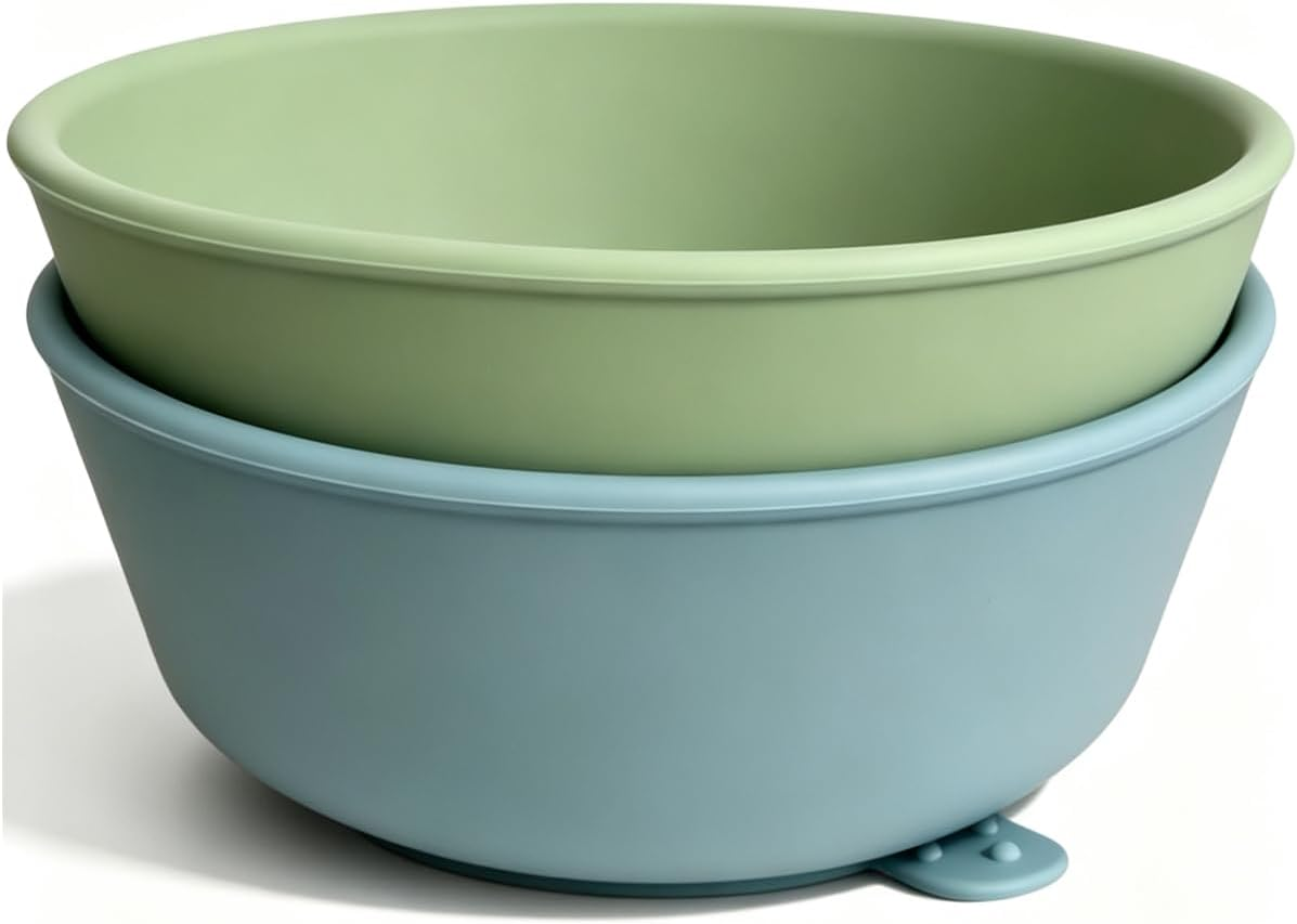 Silicone Suction Bowl for Baby & Toddler â€“ 10 Oz Deep Bowls for Kids (2 Pack), Microwave & Dishwasher Safe, BPA Free & Stackable, Feeding Bowl for Soup, Cereal, Snack and Baby Led Weaning