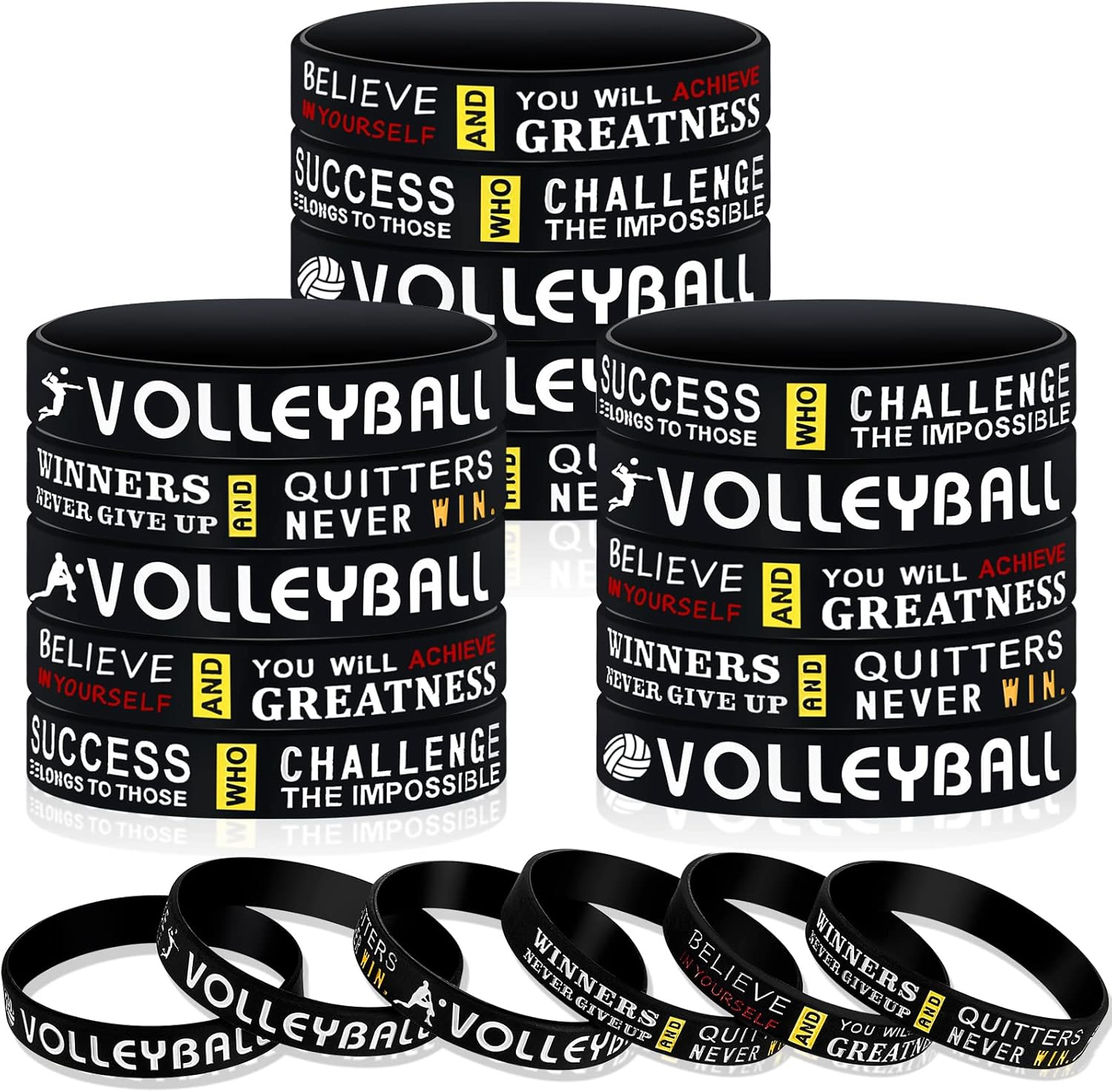 36-Pack Inspirational Volleyball Bracelets for Team Sports and Party Favors