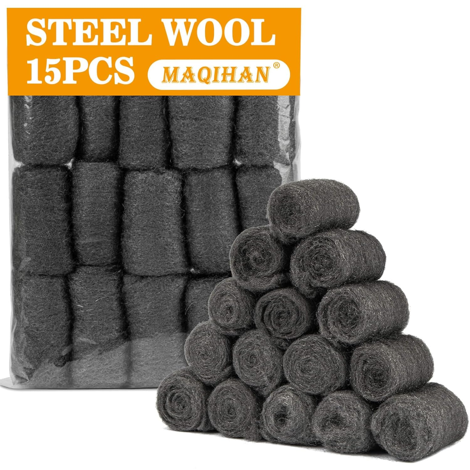 Steel Wool Pads 0000 15Pcs - for Mice Control, Polishing, Cleaning