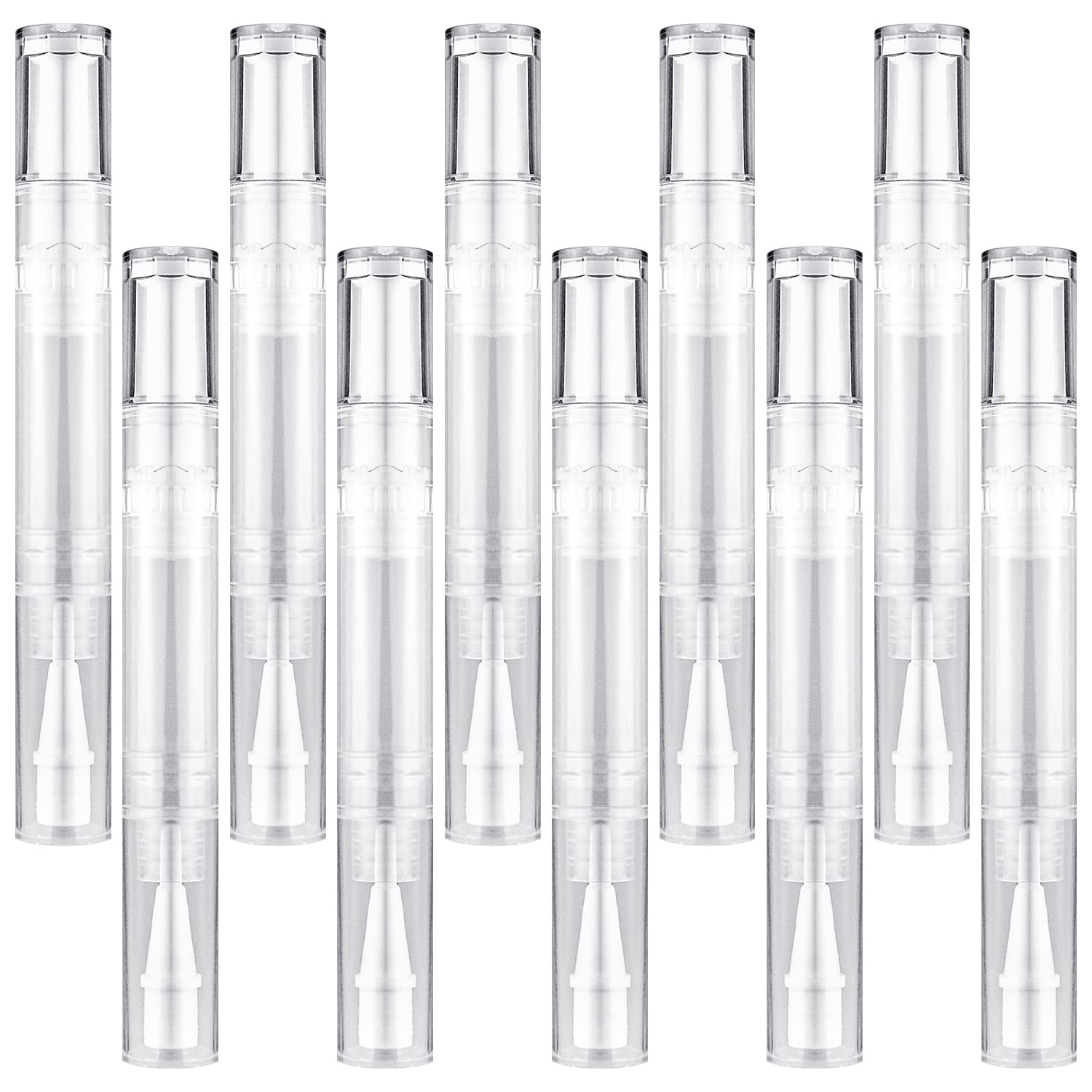 10Pack 5ML Transparent Twist Pens, Empty Nail Oil Pen Brush Cosmetic Lip Glos...