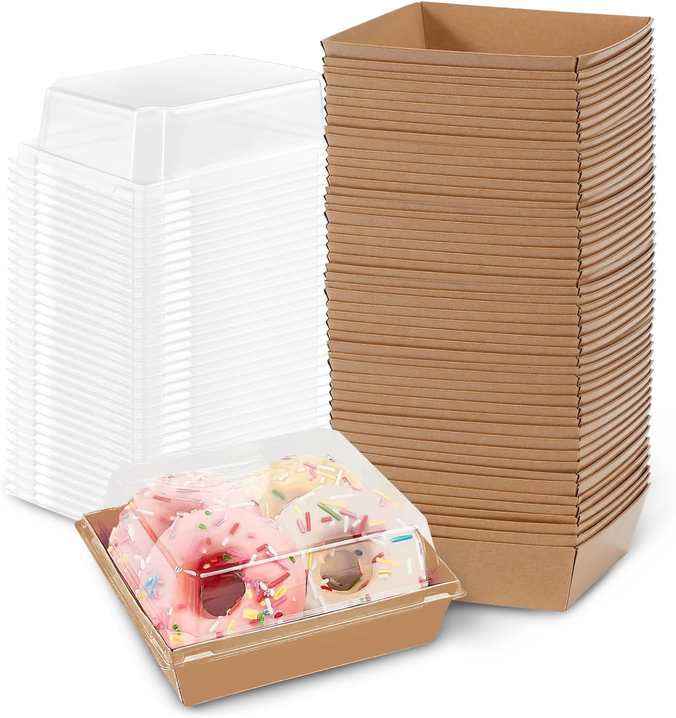 50 Pack Plastic Charcuterie Boxes with Clear Lids, 4" Small       
