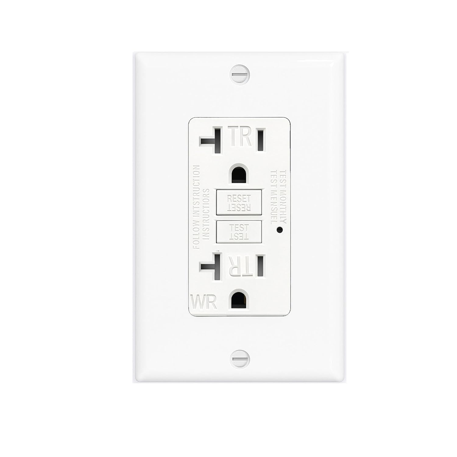 (20 AMP - 1 Pack) GFCI Outlet WR White – Tamper Resistant, Weather Resistant GFI Receptacle with Self-Test, LED Indicator,UL Listed, Easy Install – Ground Fault Outlet for Outdoor Use & Bathroom