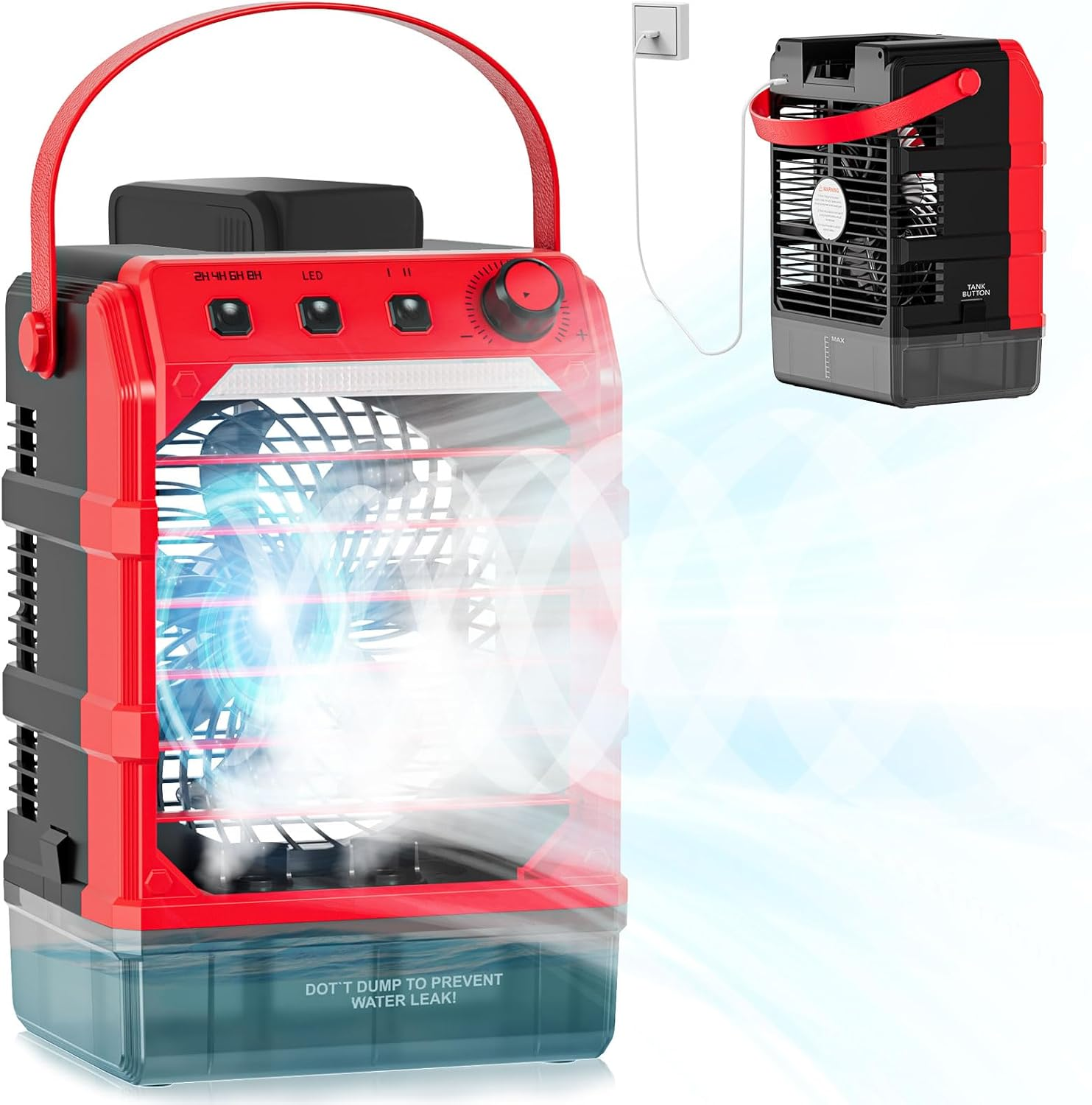 Battery Powered Misting Fan Compatible for Milwaukee M18 18V (No Battery) or USB Input Powered,Cooling Fan with 1600ML Water Tank,Timing Function,Led for Outdoor Barbeque Camping & More