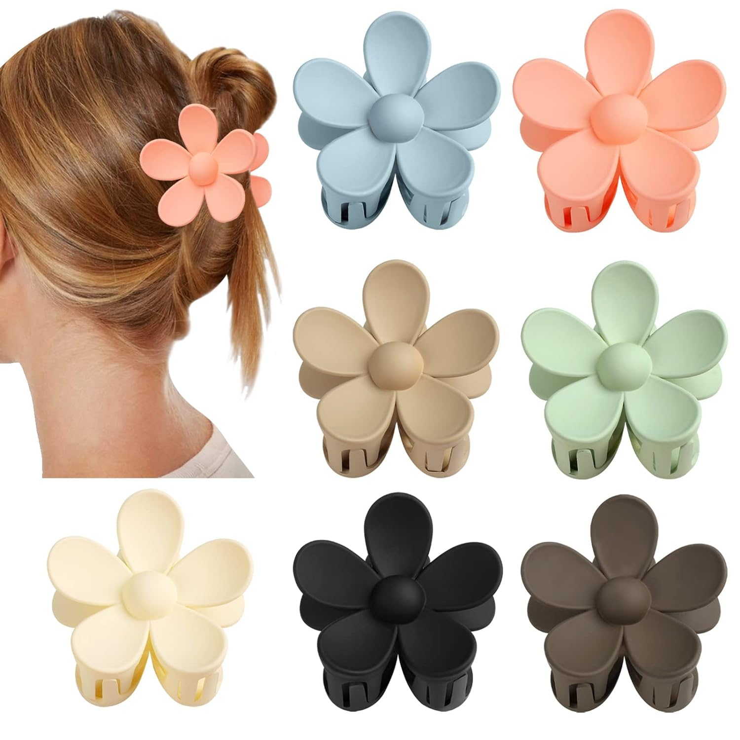 7PCS Colorful Flower Claw Hair Clips Set