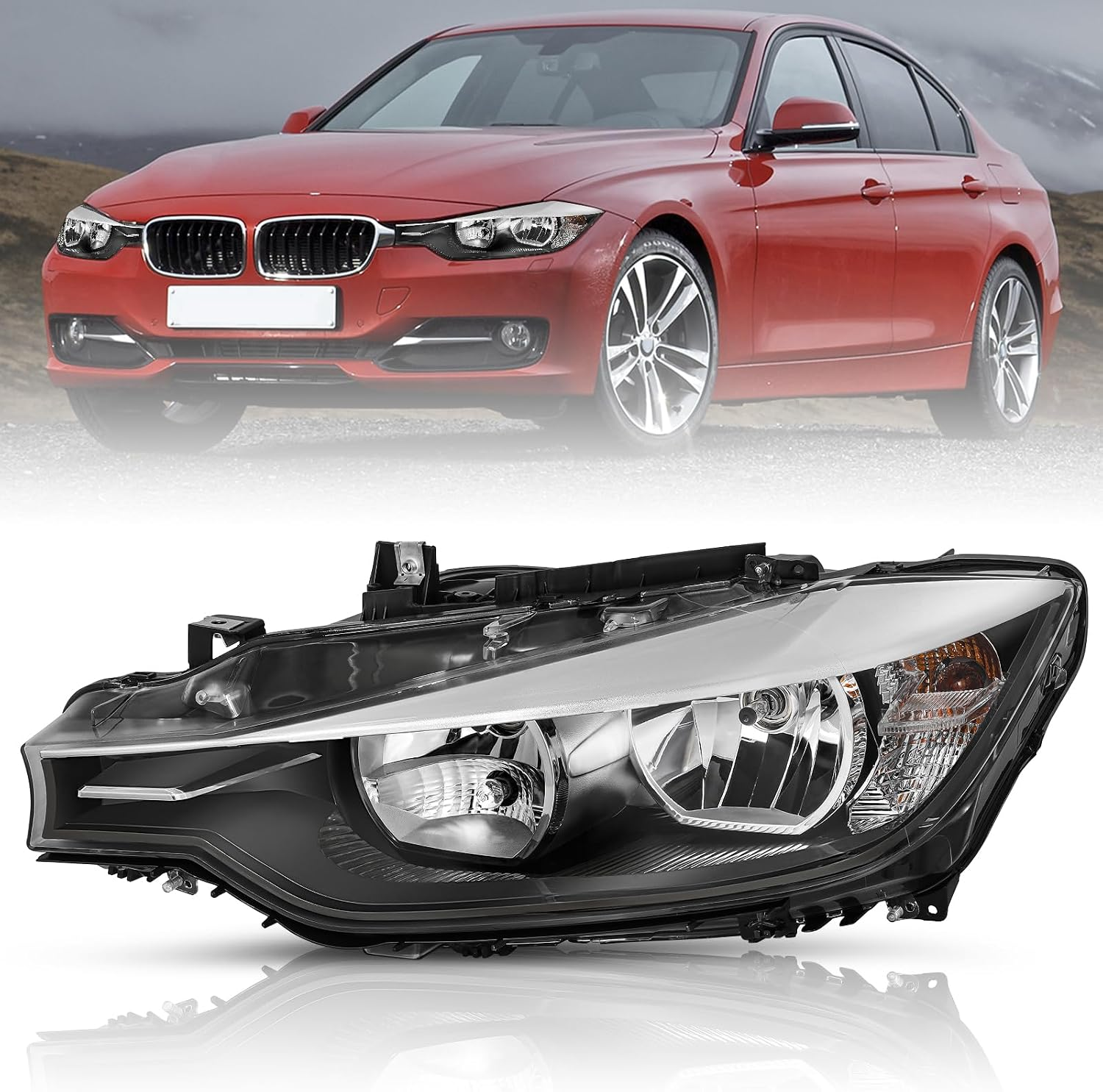 Headlight Assembly Compatible with 2012-2015 BMW 3-Series
